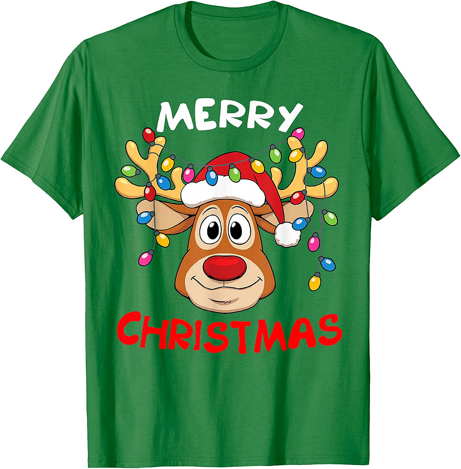 Festive Reindeer Christmas Lights Tee | Holiday Apparel