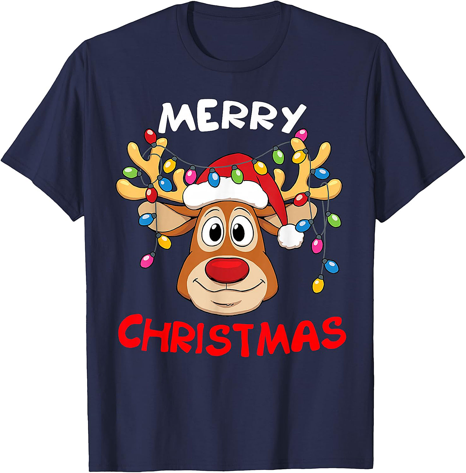 Festive Reindeer Christmas Lights Tee | Holiday Apparel