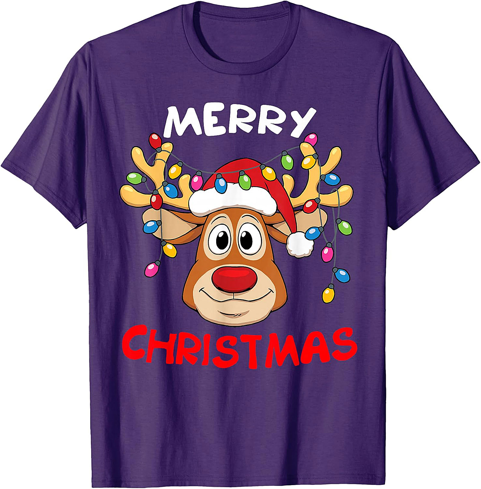 Festive Reindeer Christmas Lights Tee | Holiday Apparel