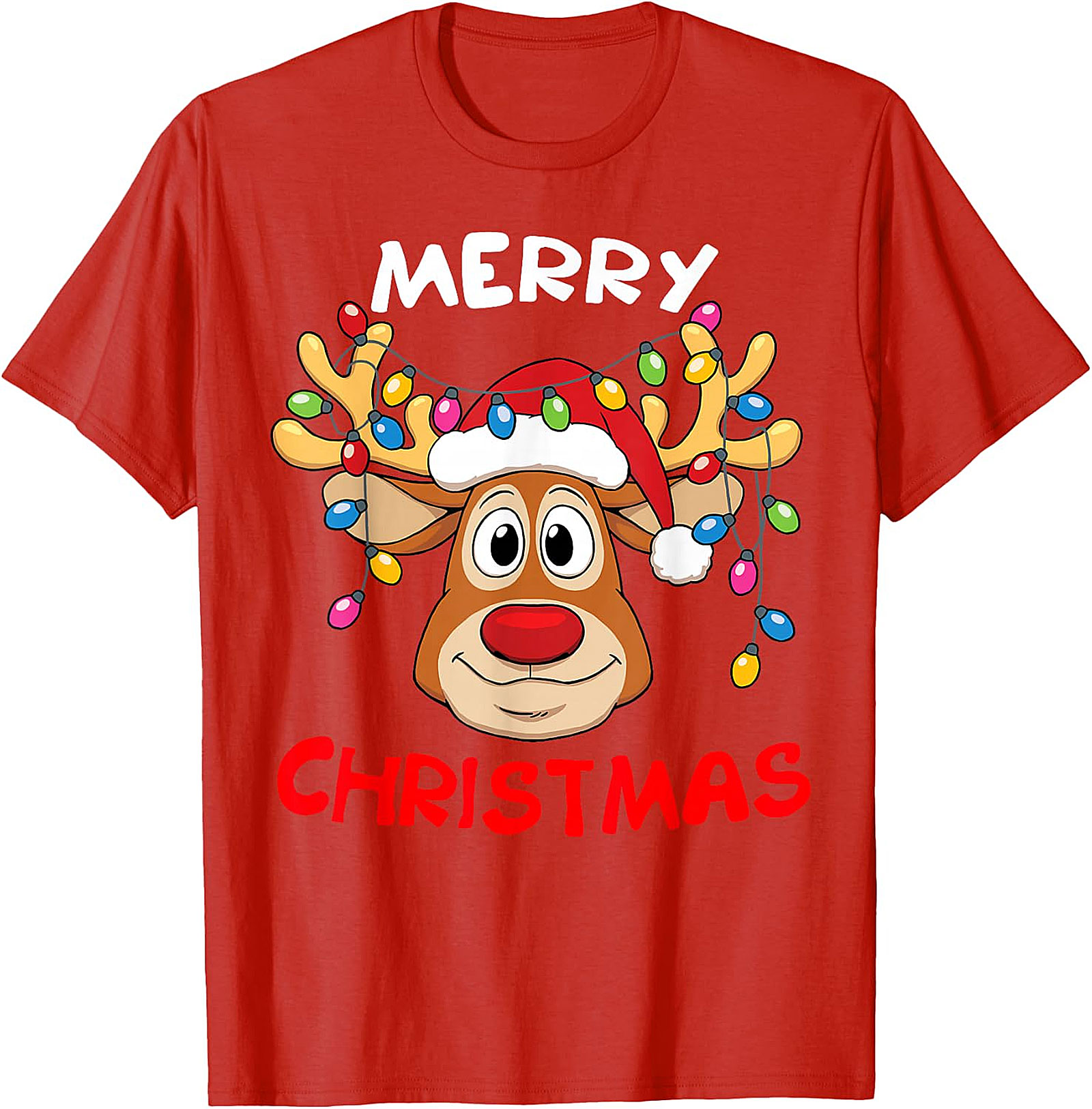 Festive Reindeer Christmas Lights Tee | Holiday Apparel