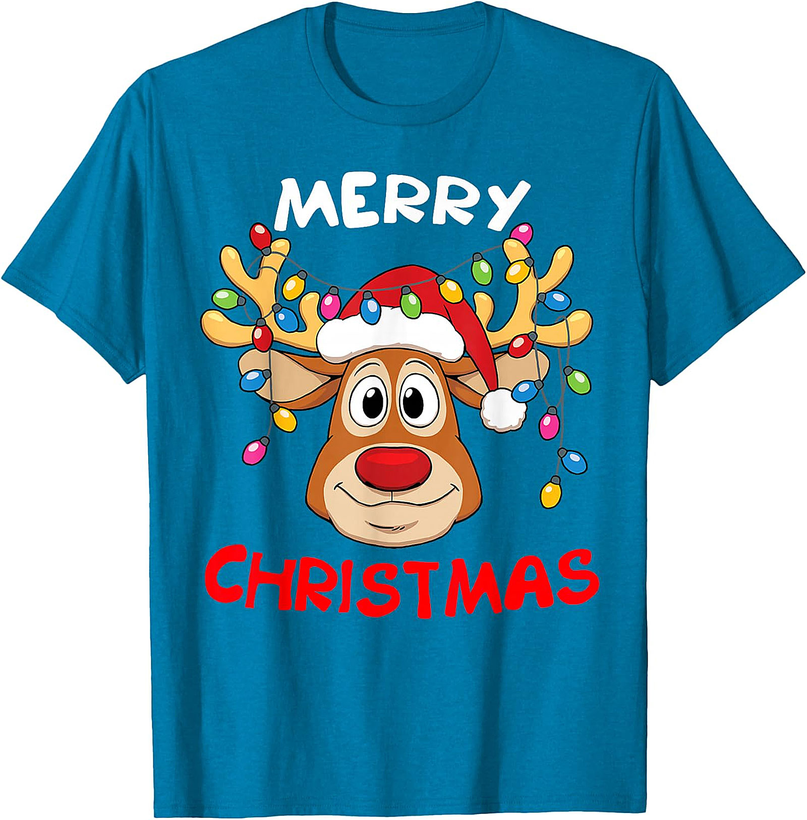 Festive Reindeer Christmas Lights Tee | Holiday Apparel