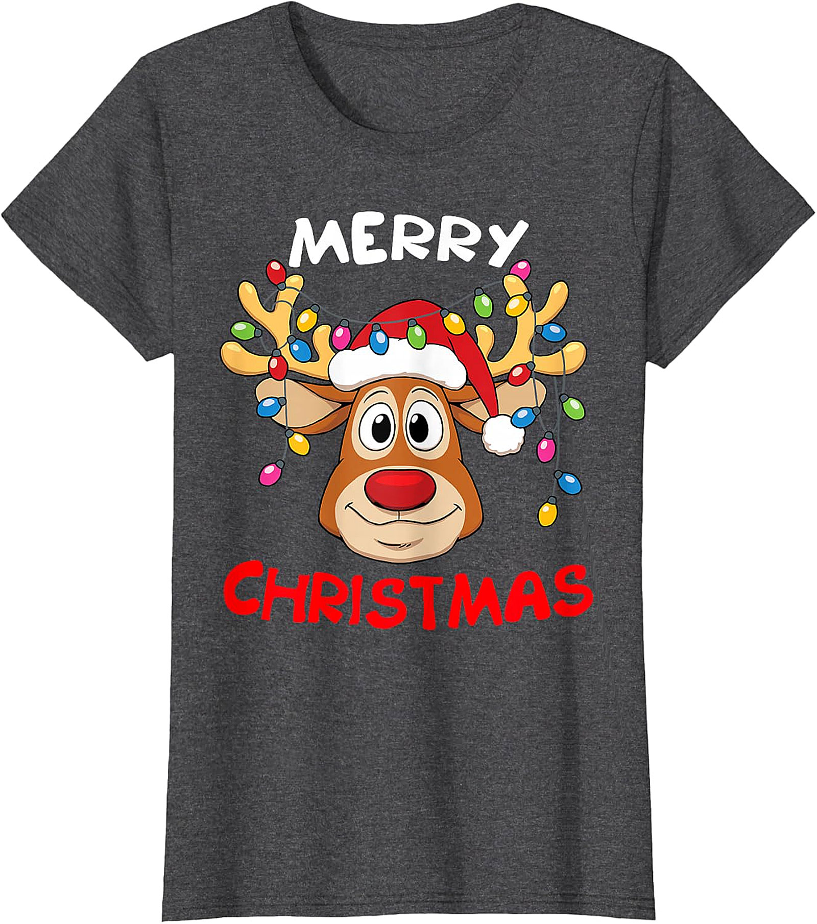 Festive Reindeer Christmas Lights Tee | Holiday Apparel