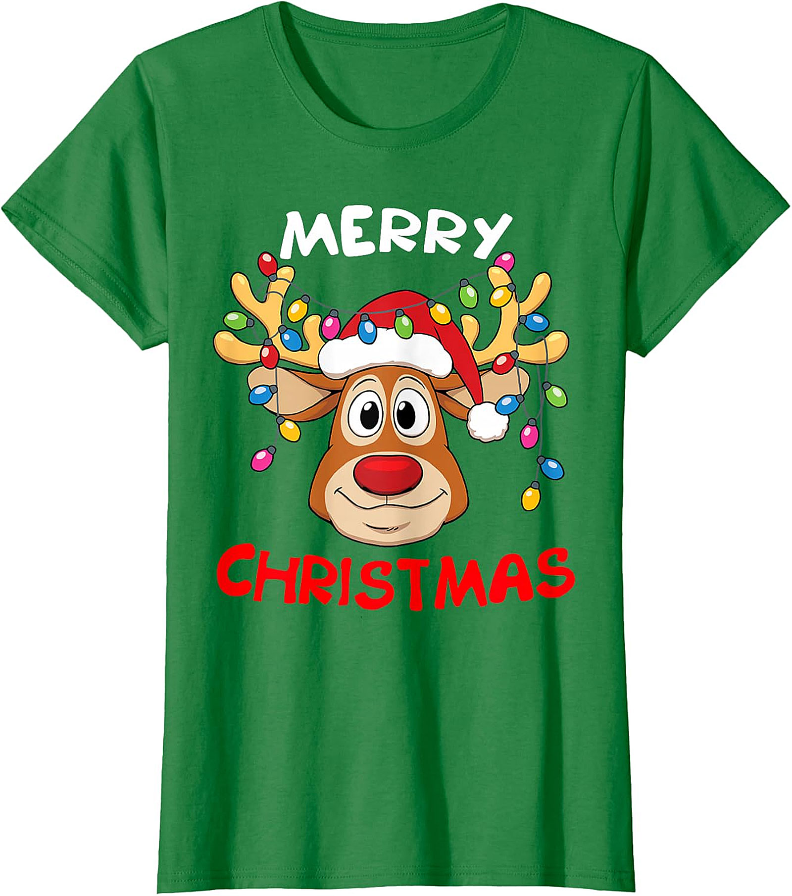 Festive Reindeer Christmas Lights Tee | Holiday Apparel