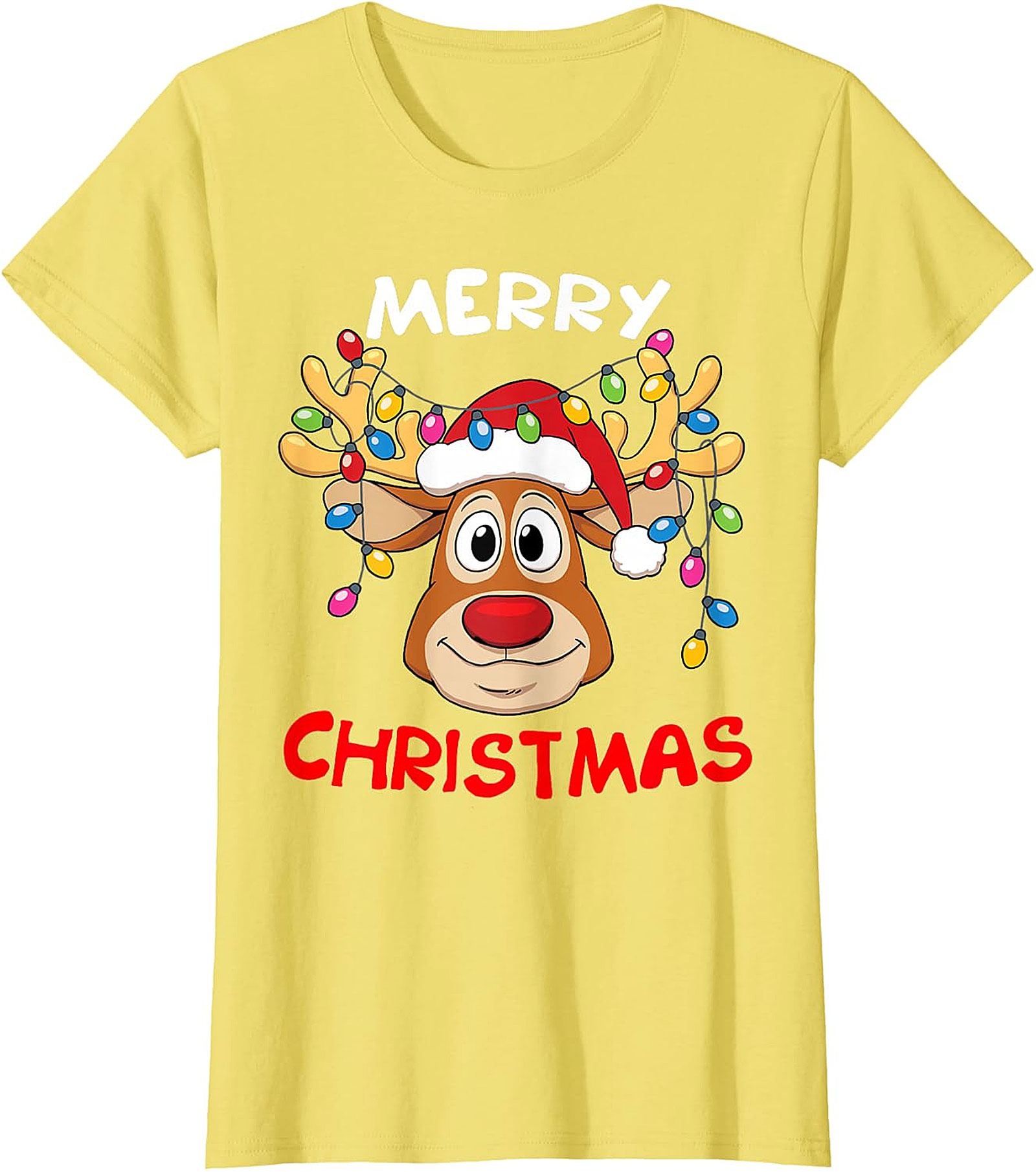 Festive Reindeer Christmas Lights Tee | Holiday Apparel