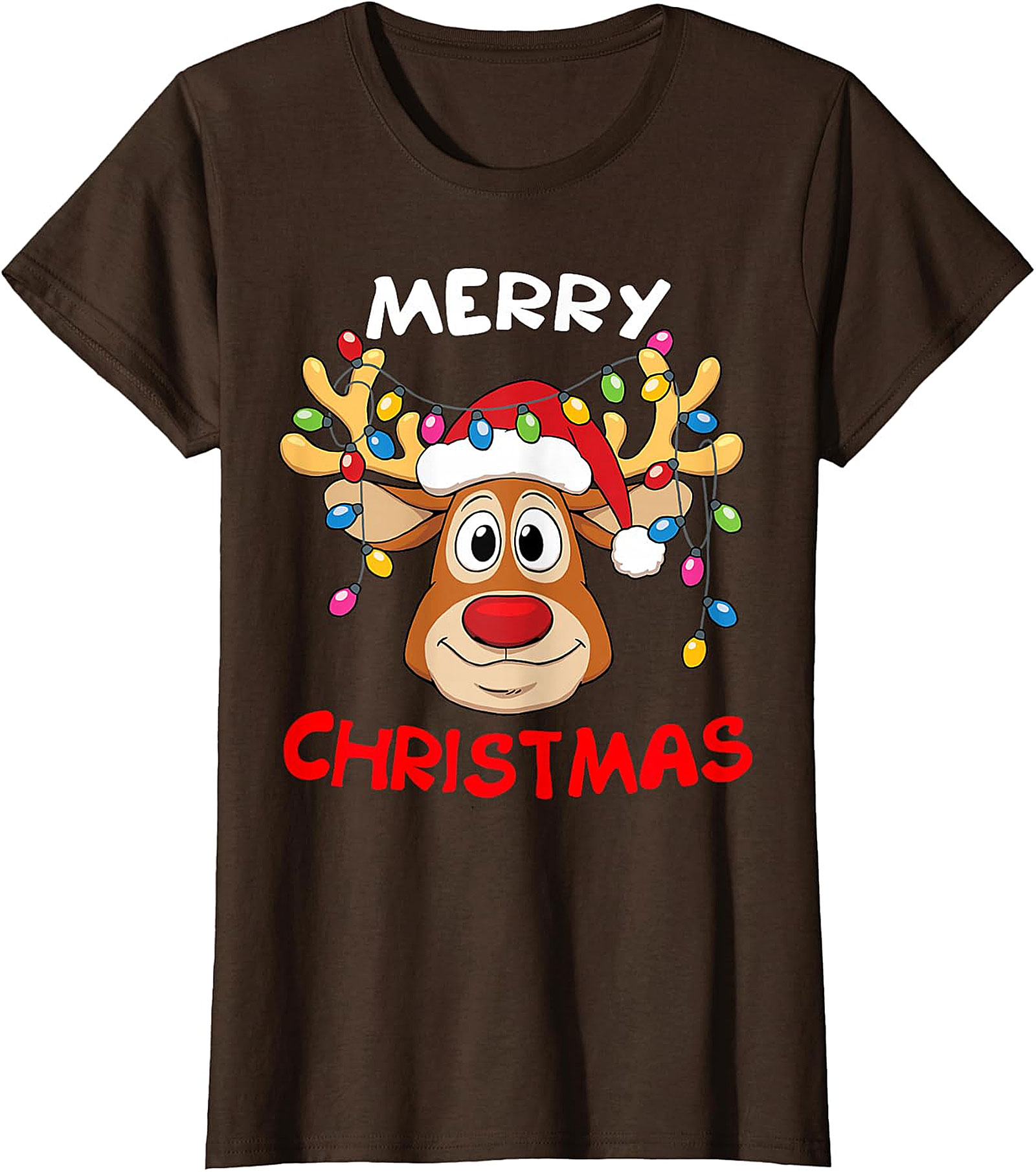 Festive Reindeer Christmas Lights Tee | Holiday Apparel