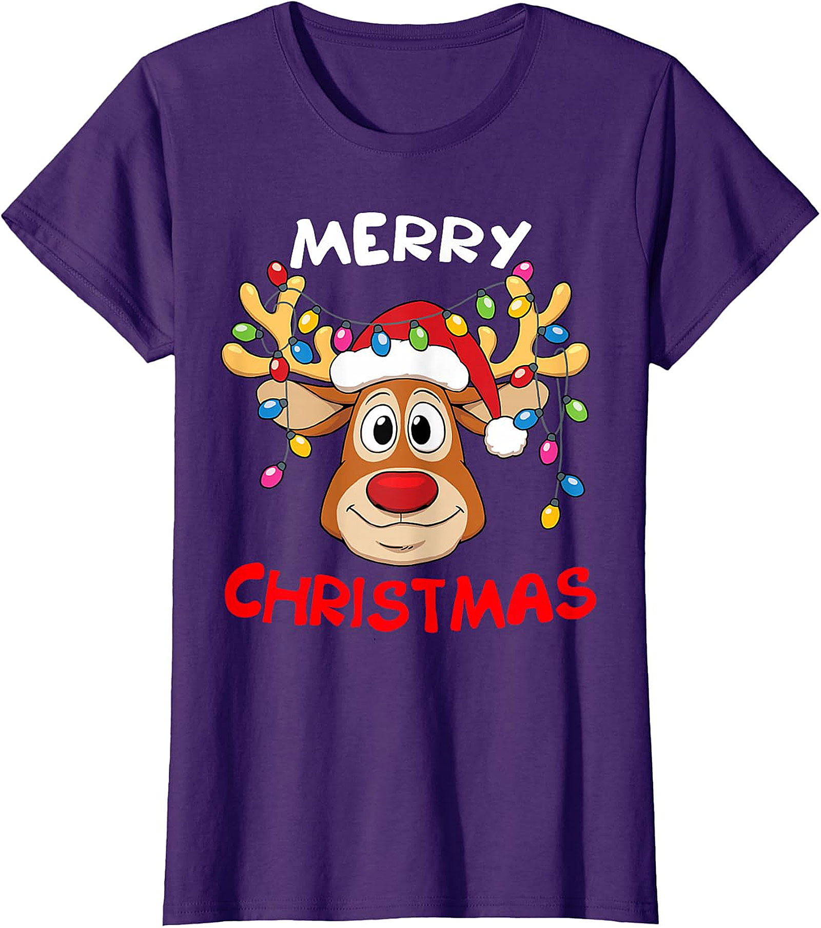 Festive Reindeer Christmas Lights Tee | Holiday Apparel