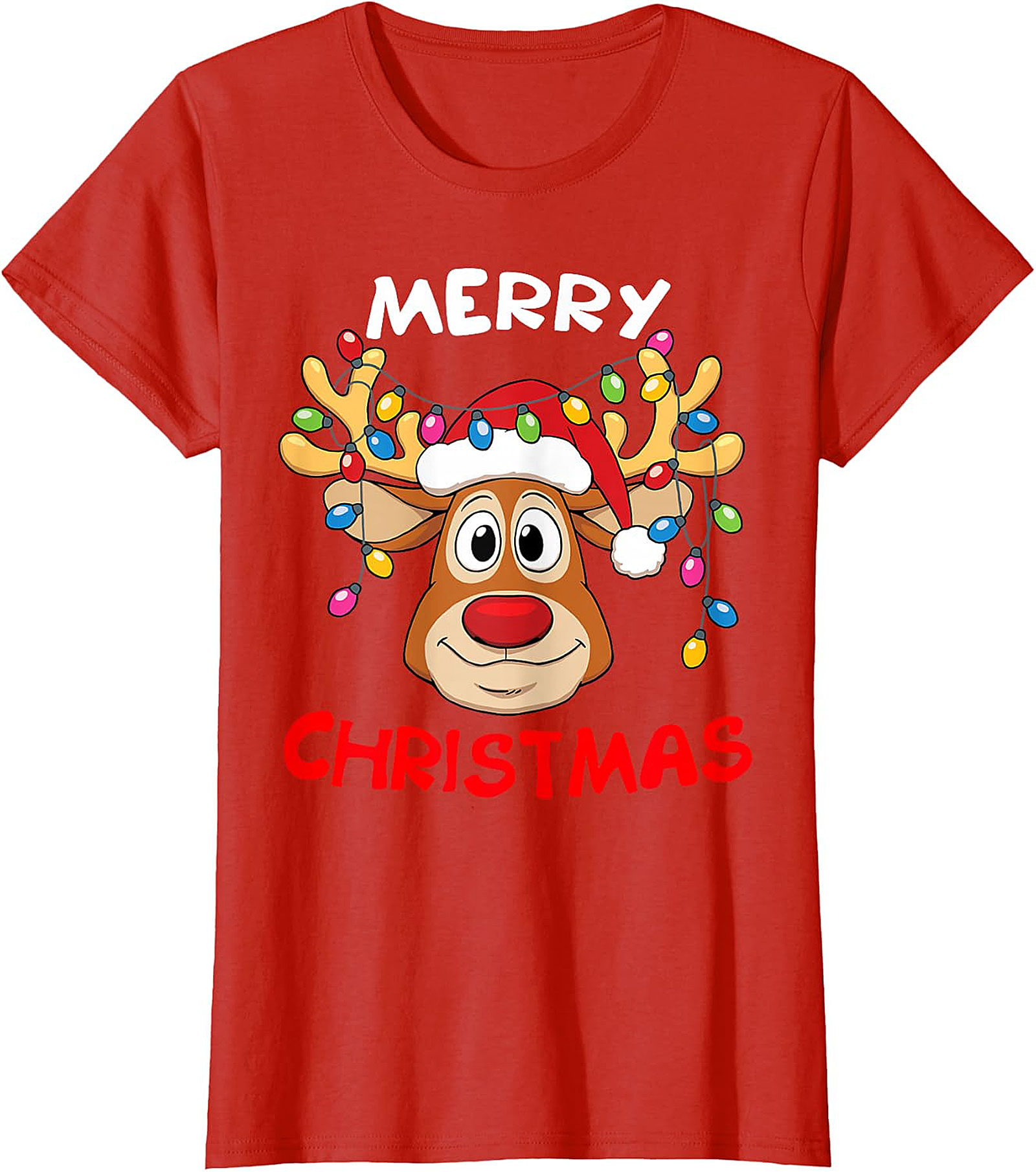 Festive Reindeer Christmas Lights Tee | Holiday Apparel