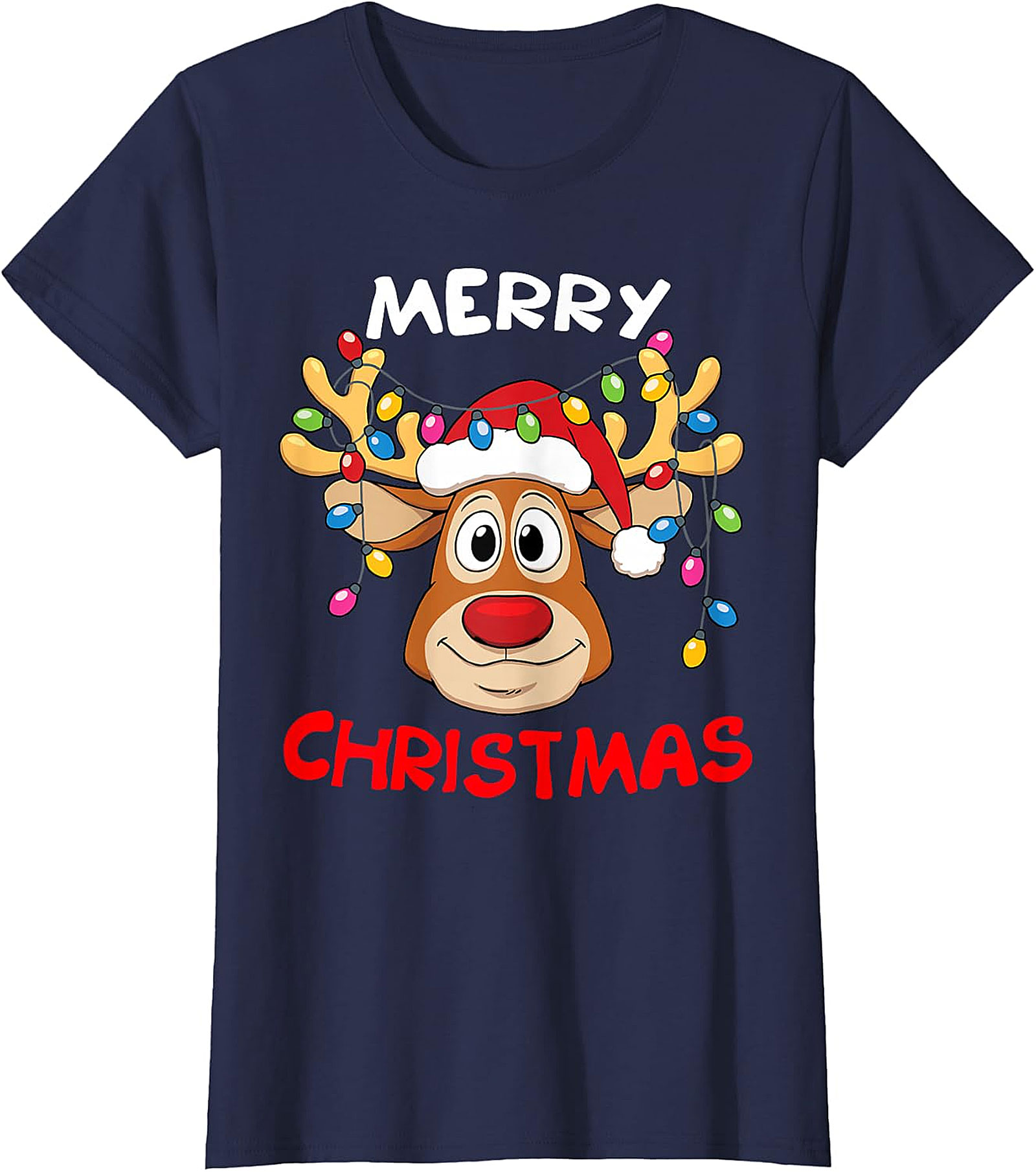 Festive Reindeer Christmas Lights Tee | Holiday Apparel