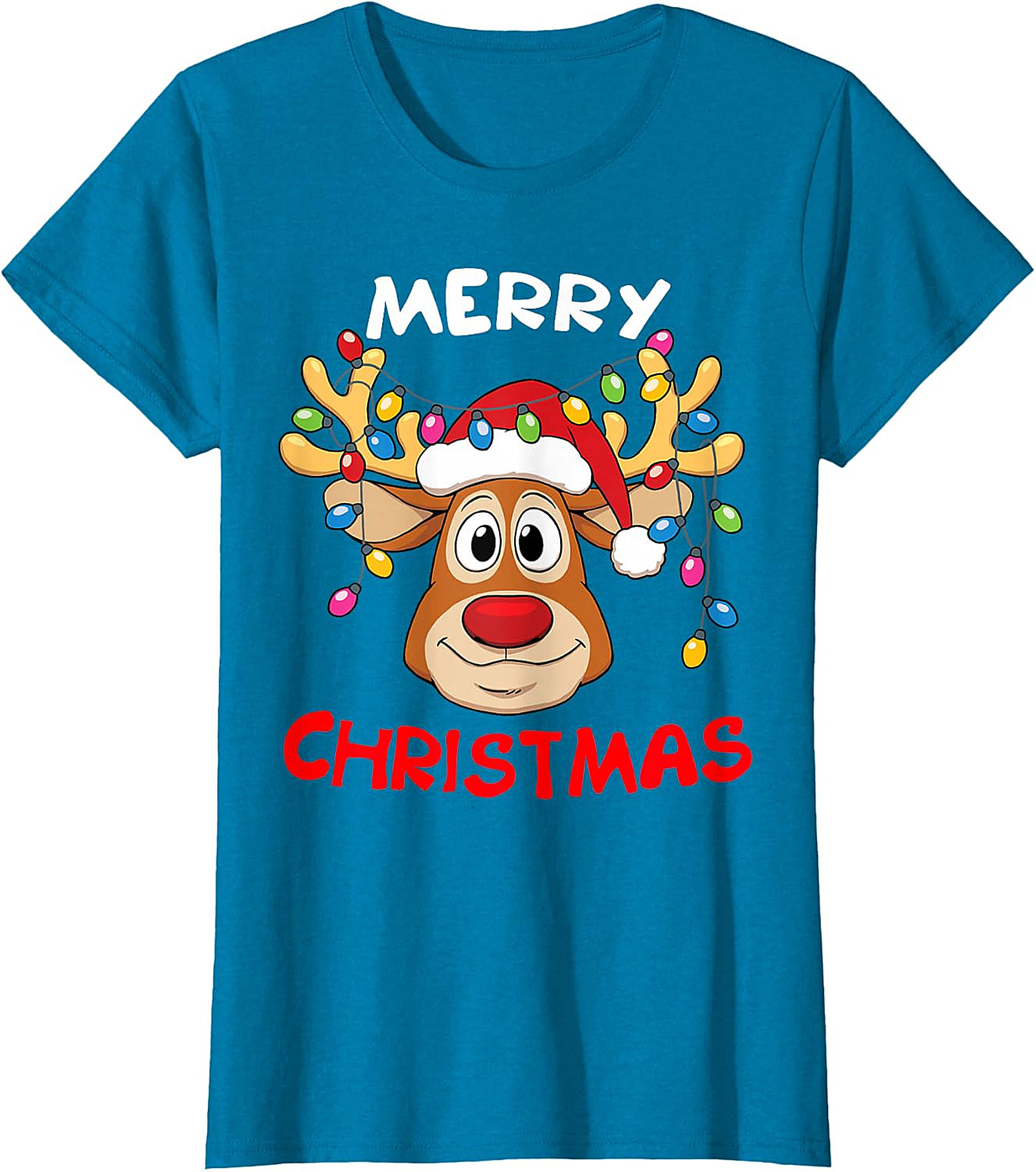 Festive Reindeer Christmas Lights Tee | Holiday Apparel