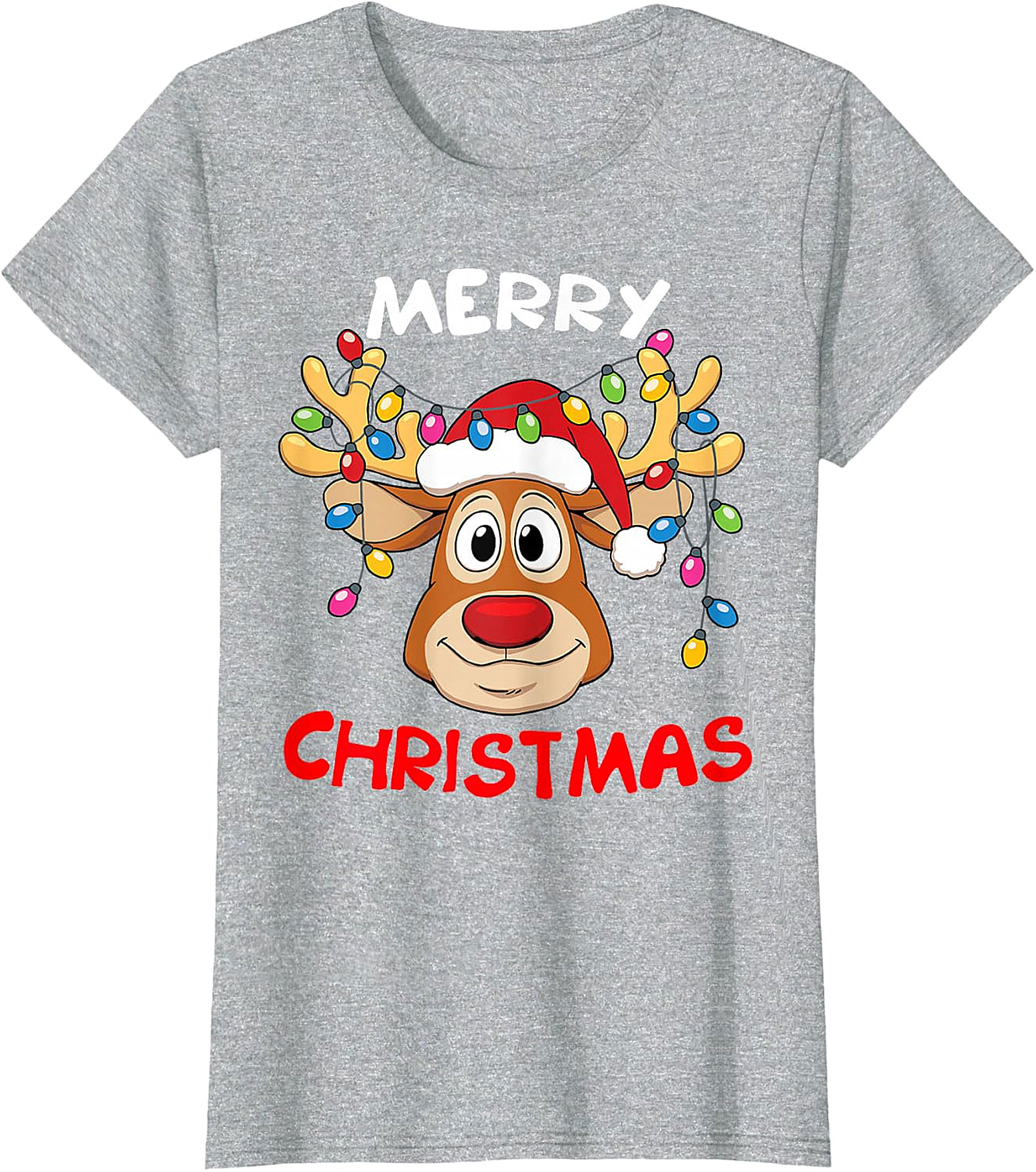 Festive Reindeer Christmas Lights Tee | Holiday Apparel