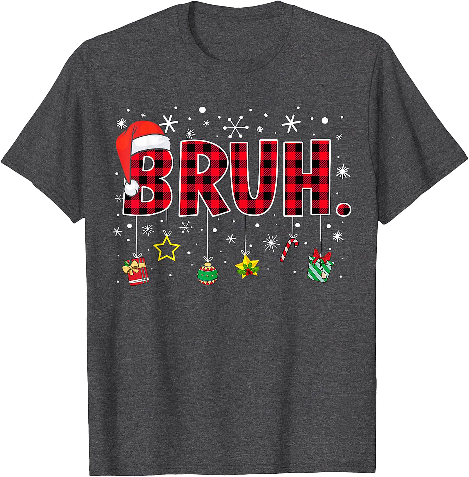  Bruh Plaid Christmas Shirt | Funny Santa Hat Holiday Apparel