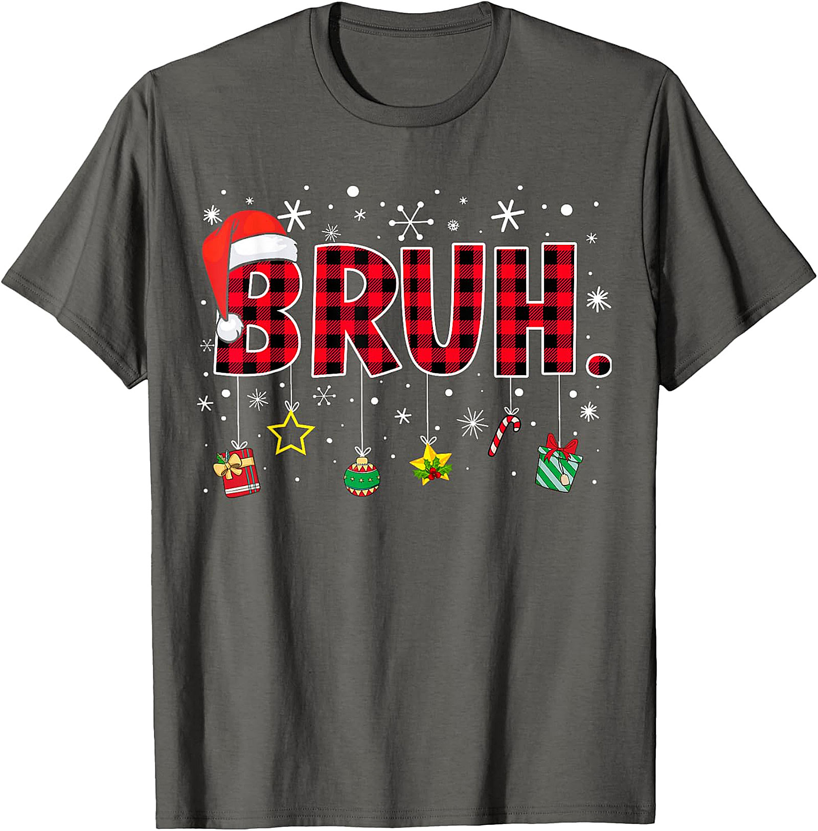  Bruh Plaid Christmas Shirt | Funny Santa Hat Holiday Apparel