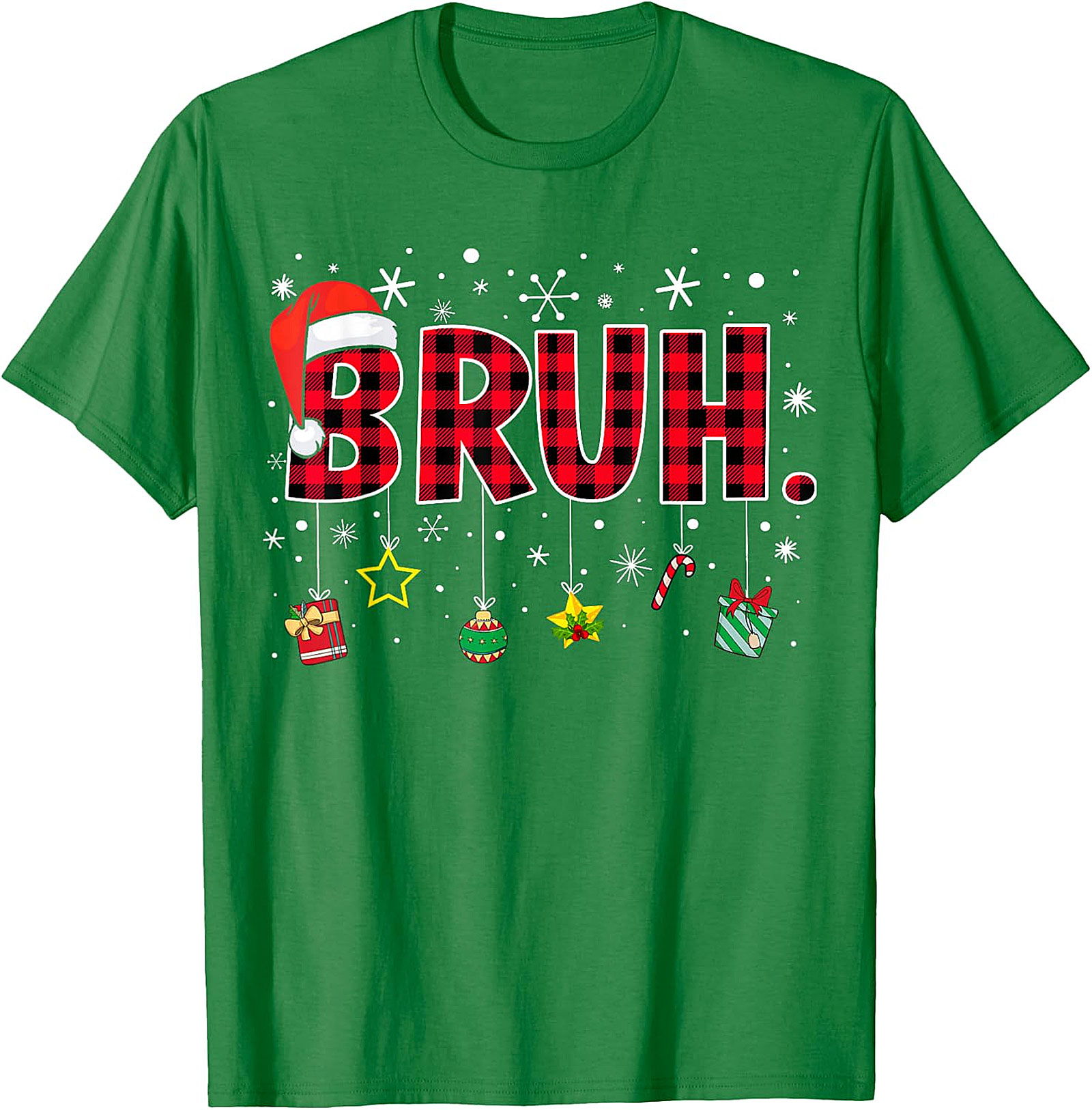  Bruh Plaid Christmas Shirt | Funny Santa Hat Holiday Apparel