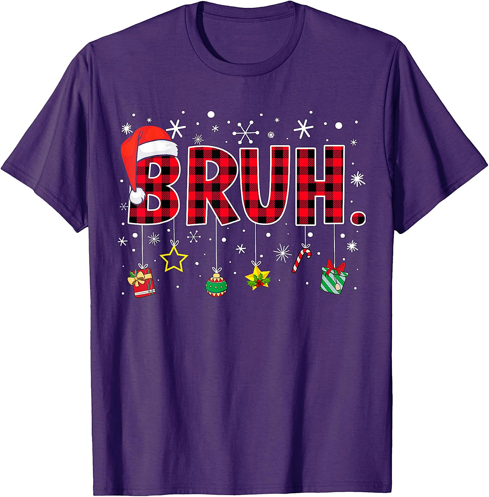  Bruh Plaid Christmas Shirt | Funny Santa Hat Holiday Apparel