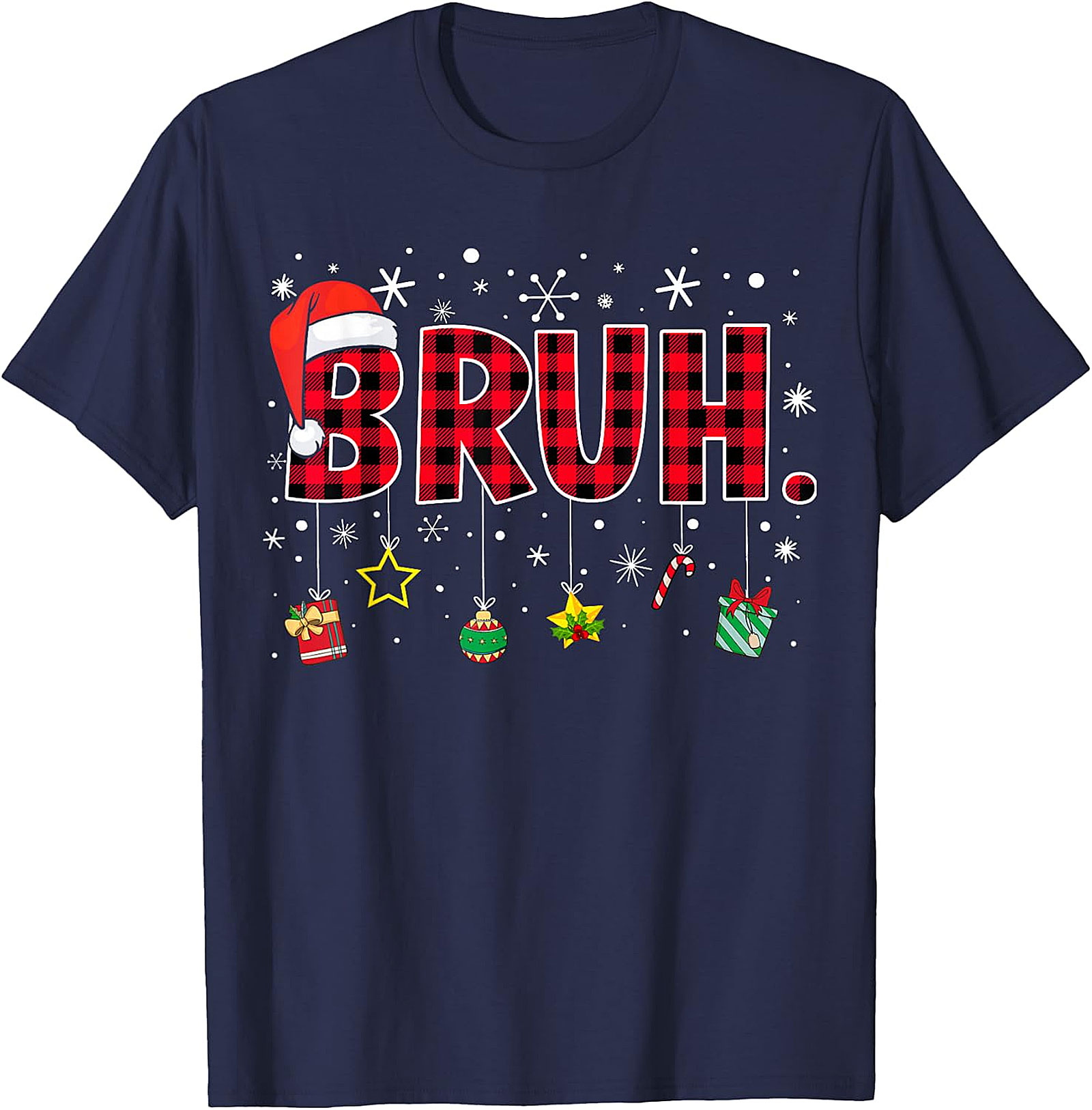  Bruh Plaid Christmas Shirt | Funny Santa Hat Holiday Apparel