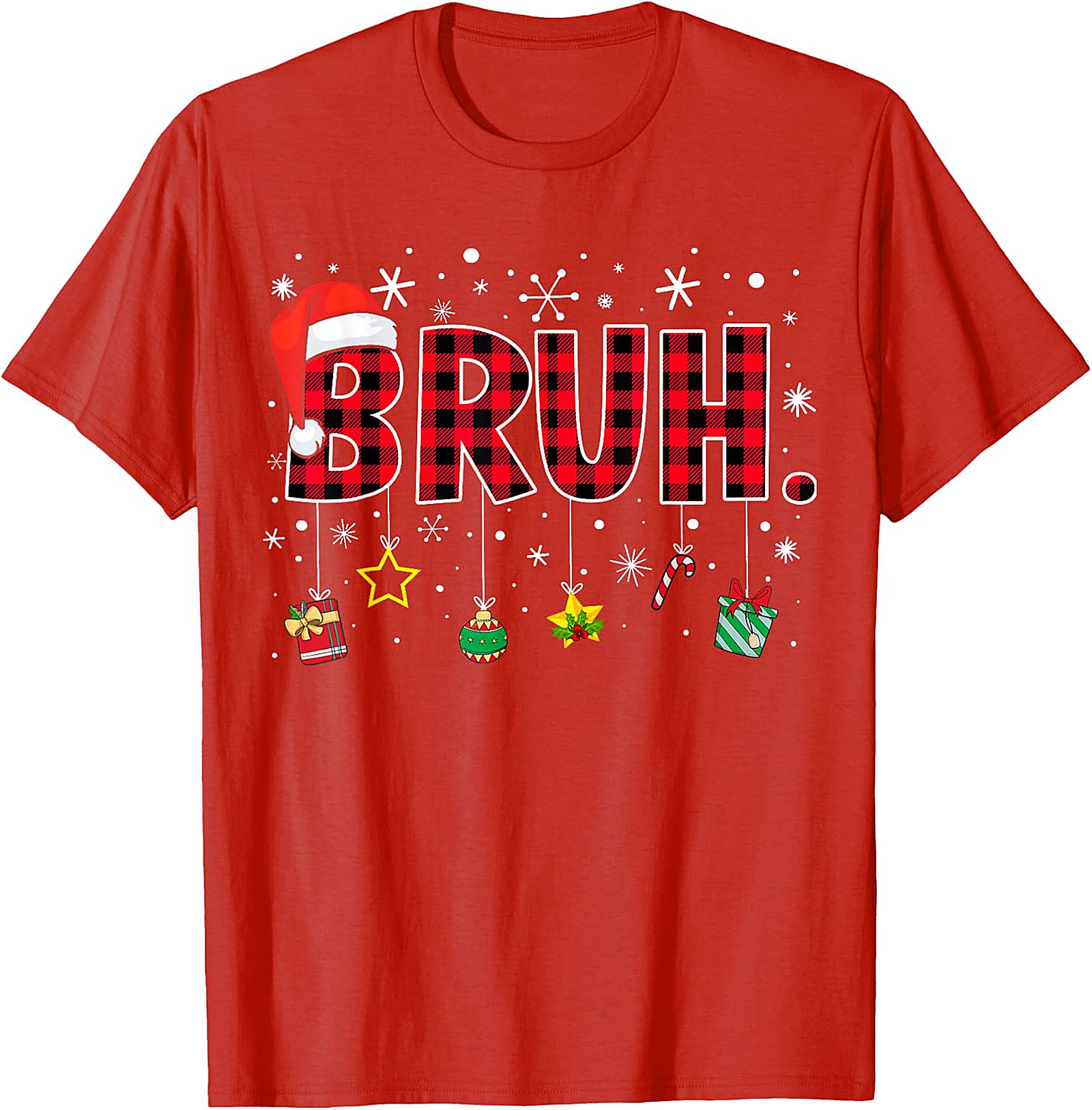  Bruh Plaid Christmas Shirt | Funny Santa Hat Holiday Apparel