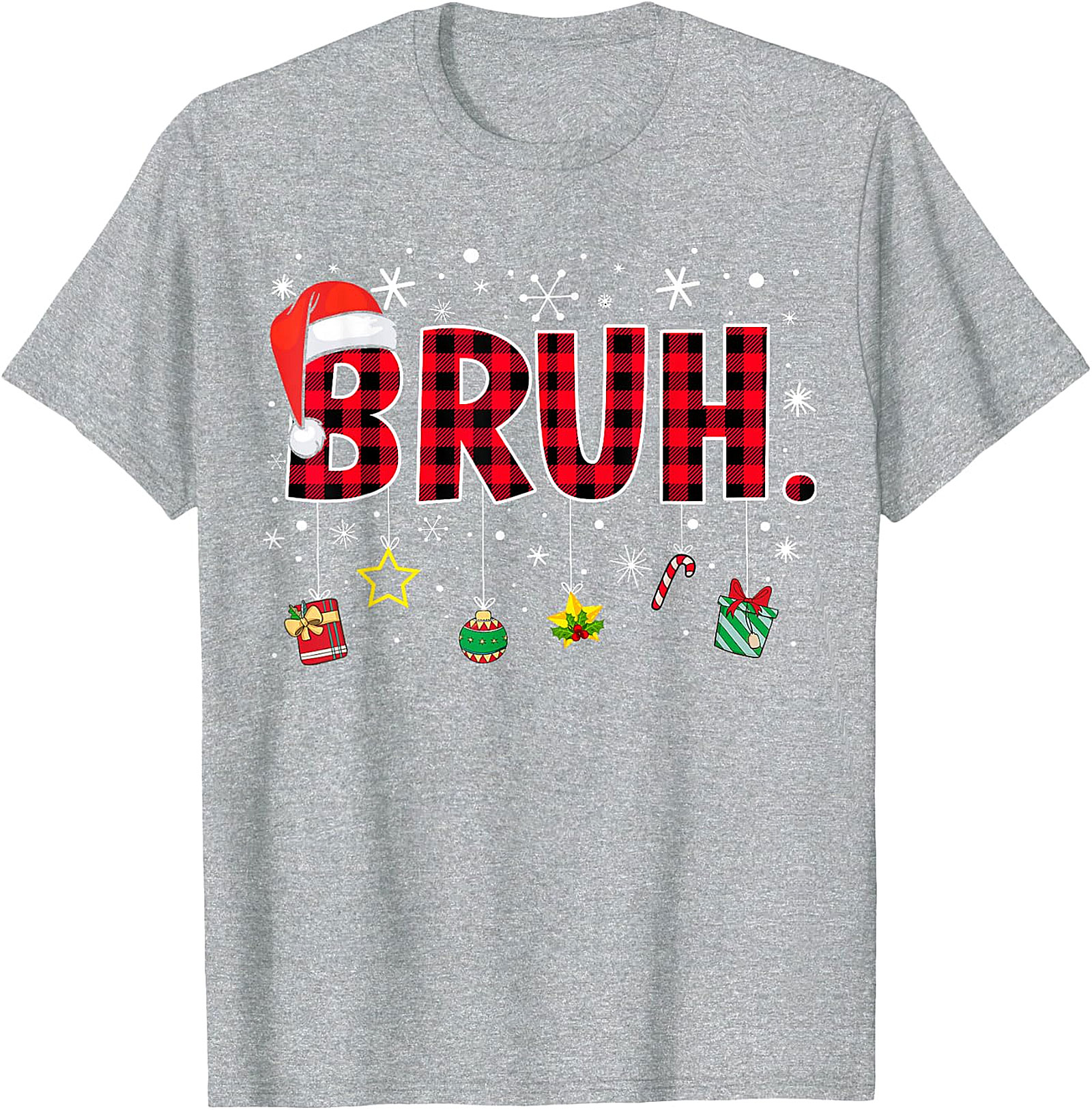  Bruh Plaid Christmas Shirt | Funny Santa Hat Holiday Apparel