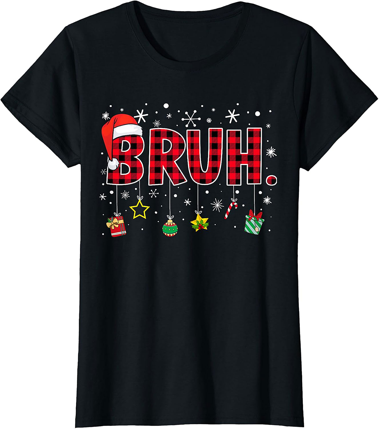  Bruh Plaid Christmas Shirt | Funny Santa Hat Holiday Apparel