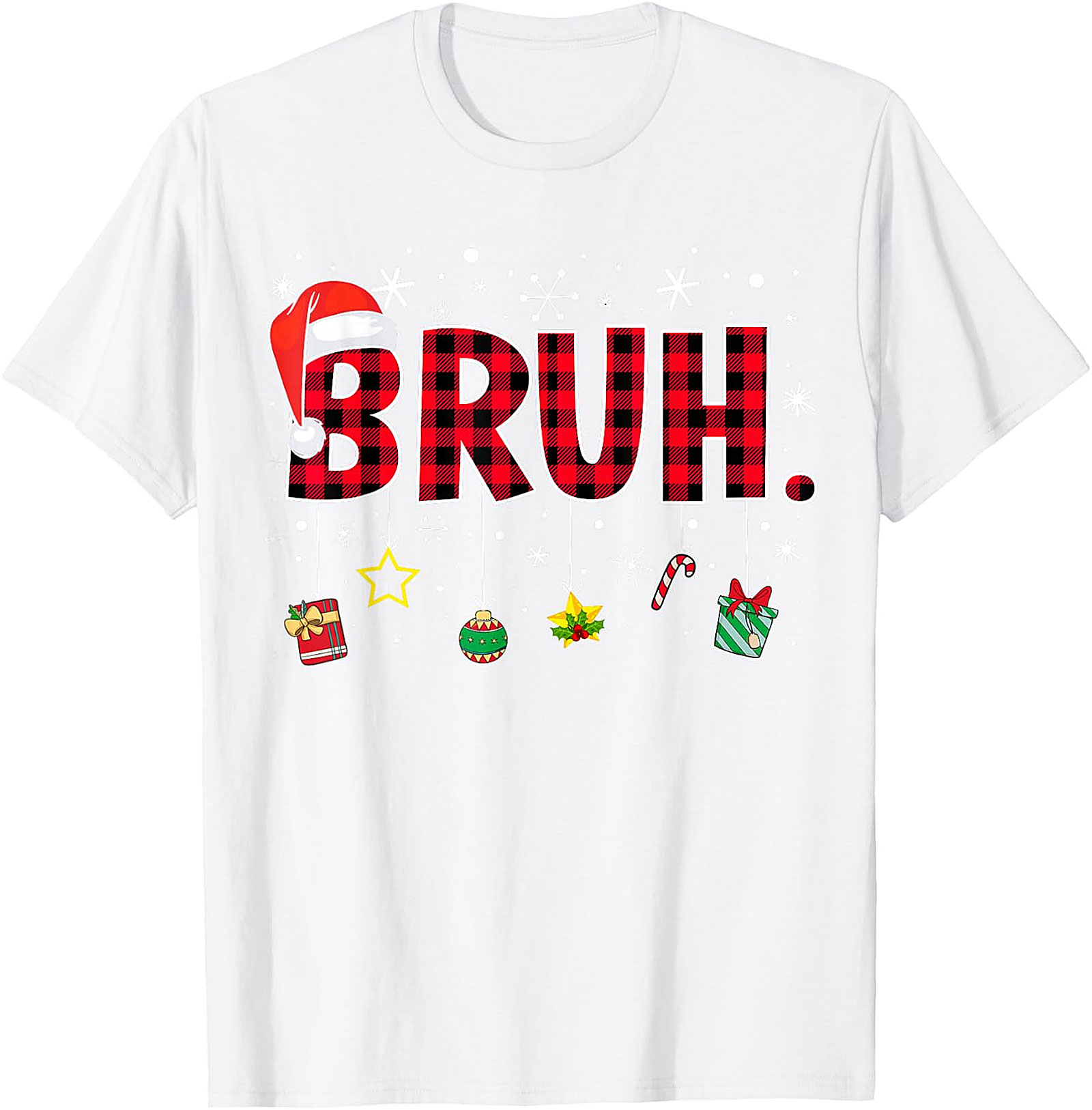  Bruh Plaid Christmas Shirt | Funny Santa Hat Holiday Apparel