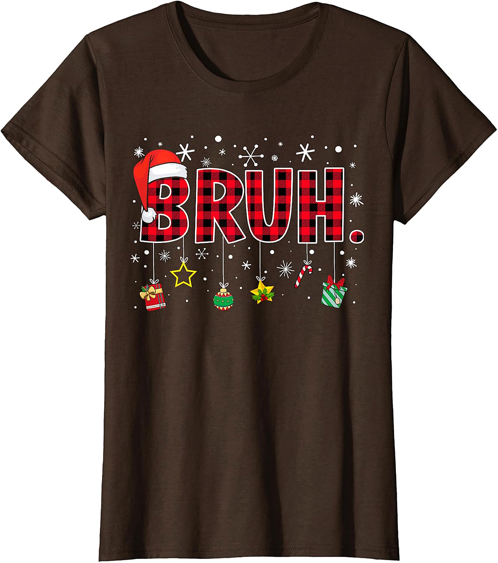  Bruh Plaid Christmas Shirt | Funny Santa Hat Holiday Apparel