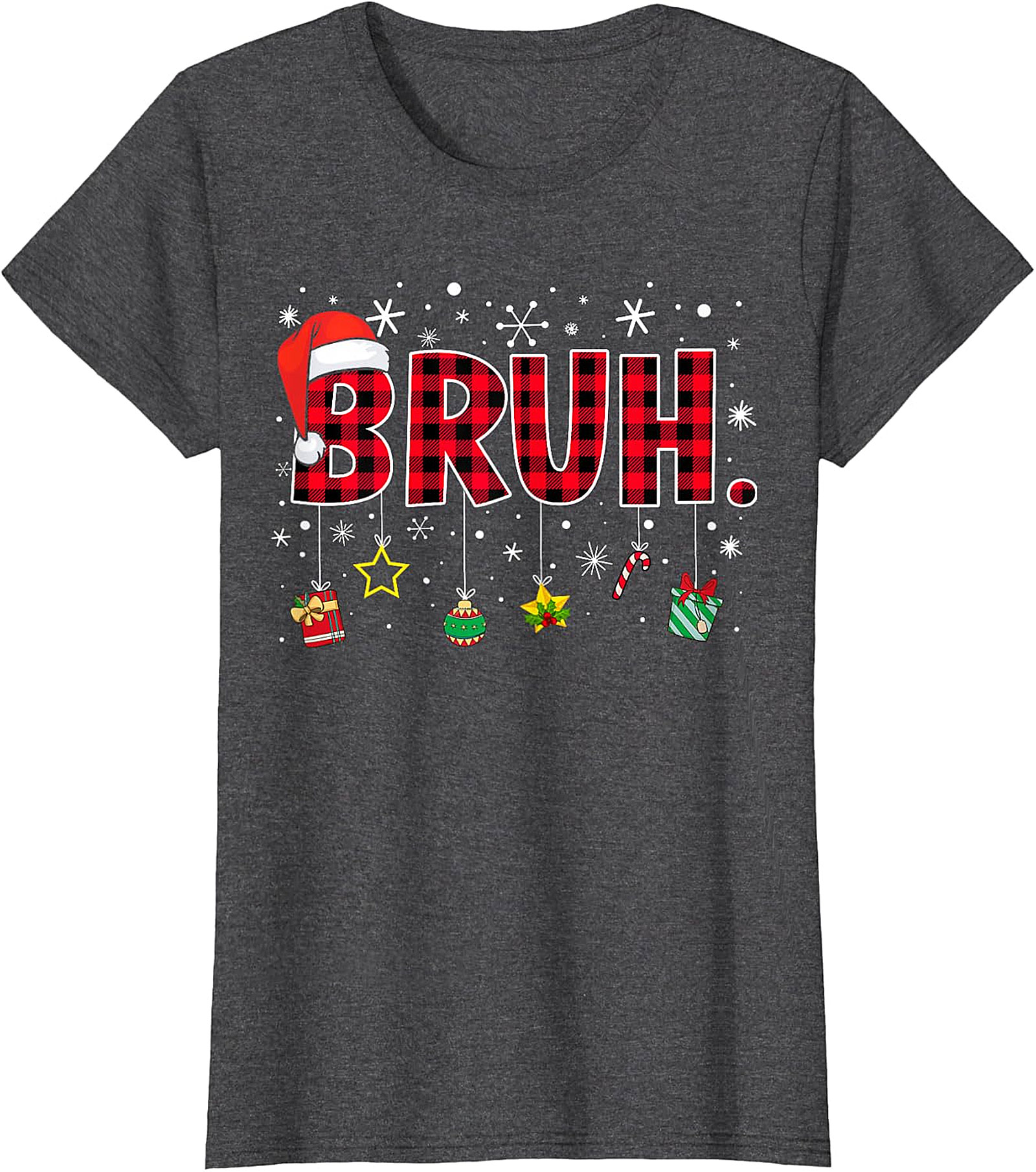  Bruh Plaid Christmas Shirt | Funny Santa Hat Holiday Apparel