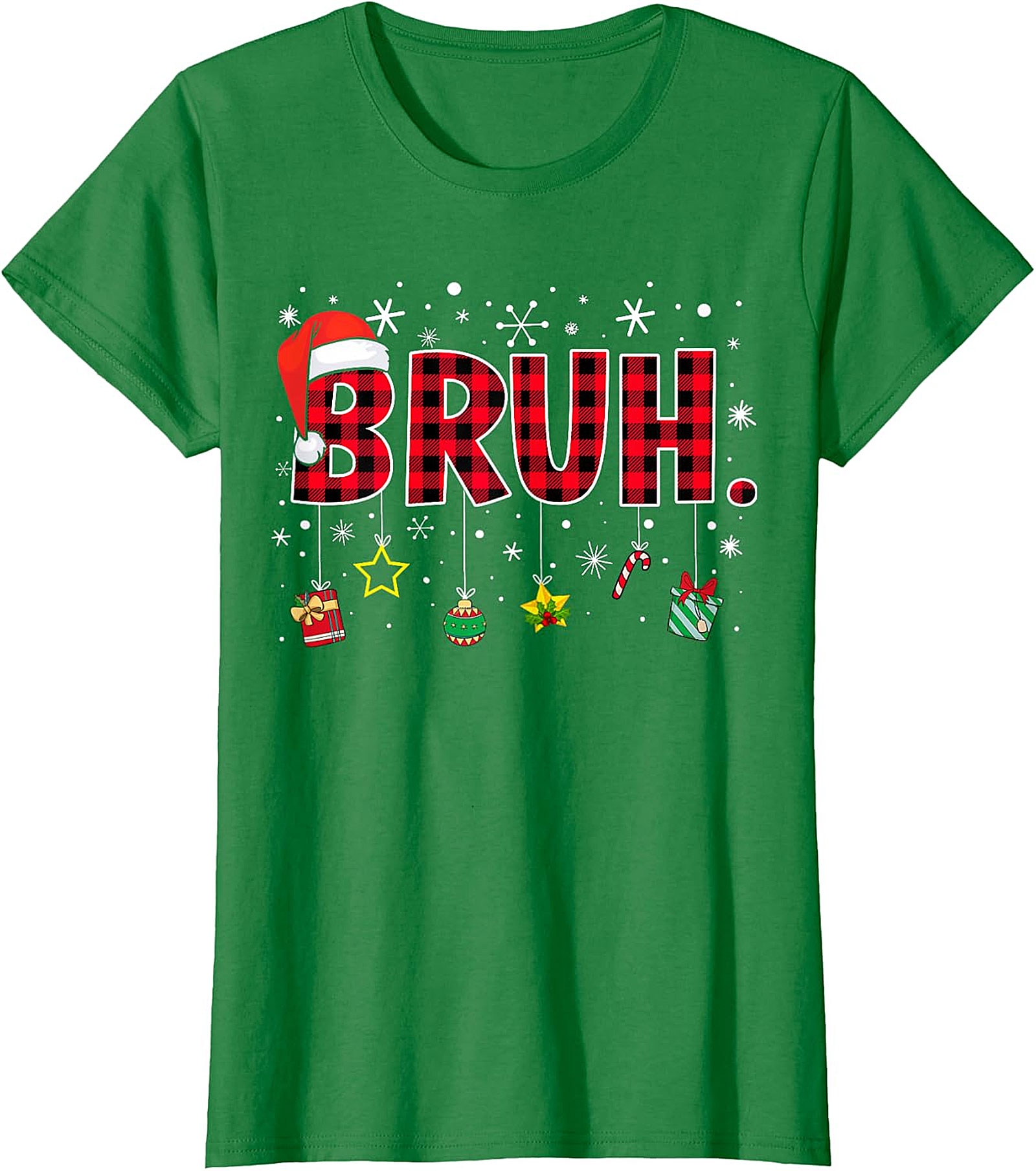  Bruh Plaid Christmas Shirt | Funny Santa Hat Holiday Apparel