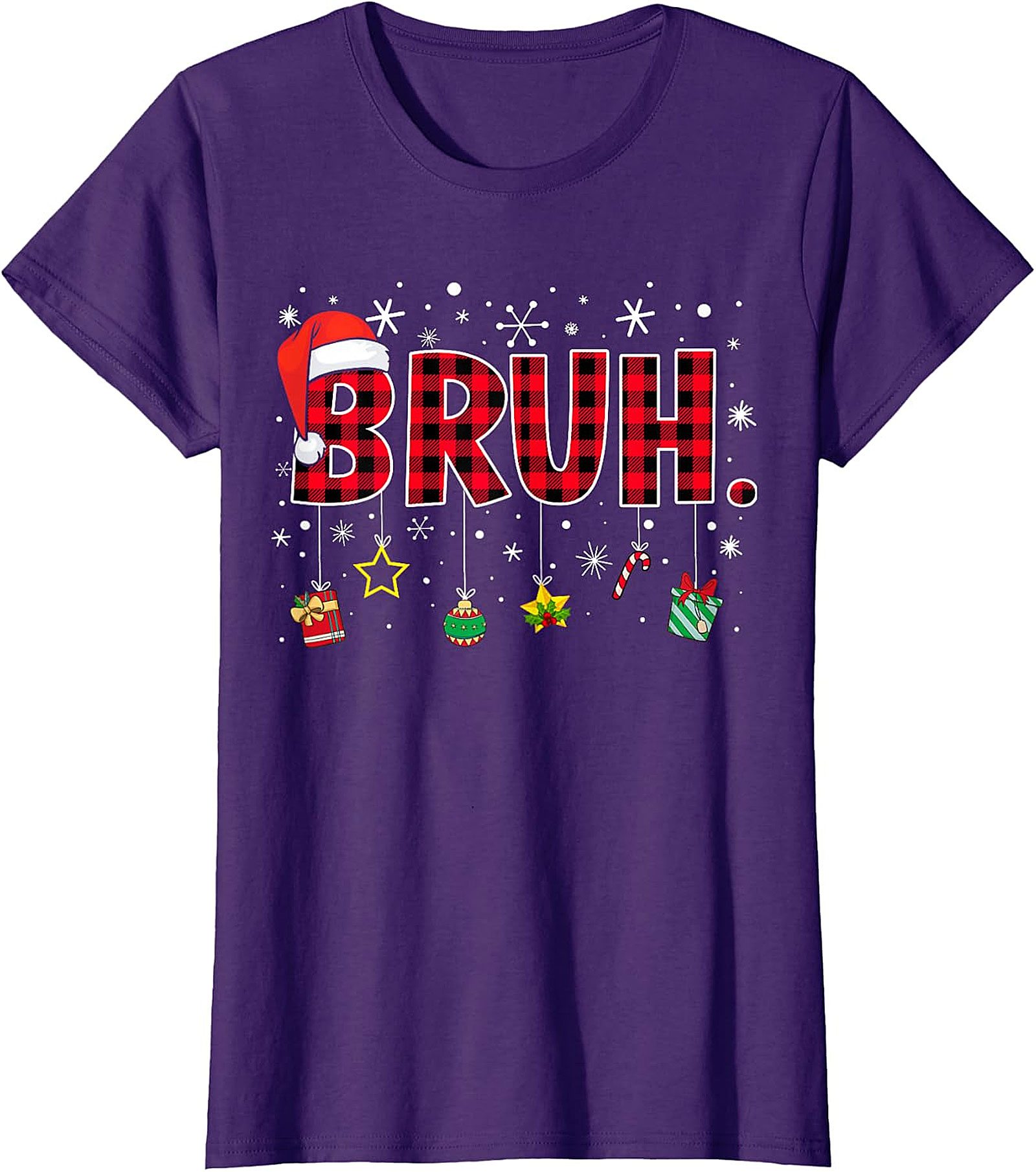  Bruh Plaid Christmas Shirt | Funny Santa Hat Holiday Apparel