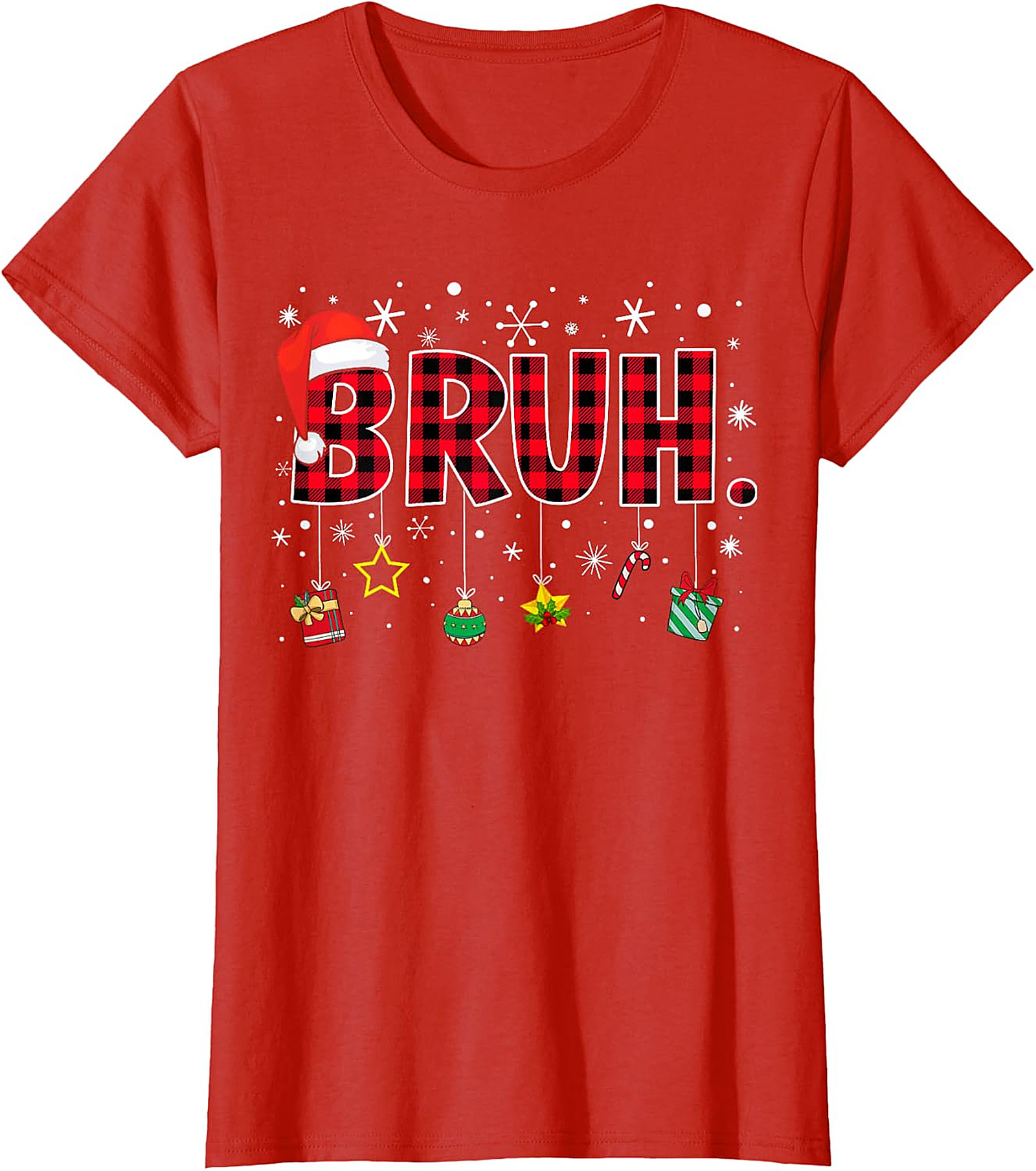  Bruh Plaid Christmas Shirt | Funny Santa Hat Holiday Apparel