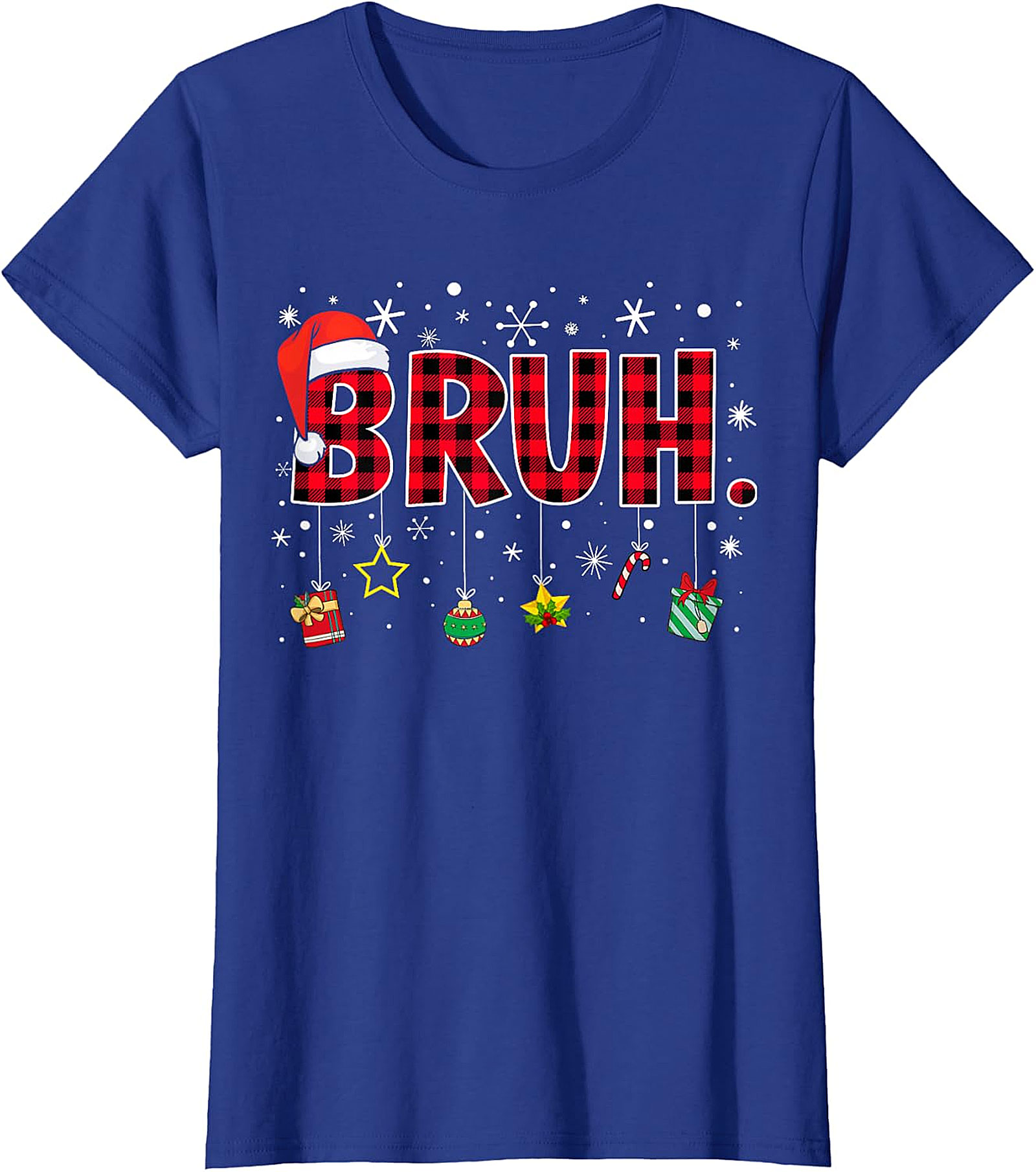  Bruh Plaid Christmas Shirt | Funny Santa Hat Holiday Apparel