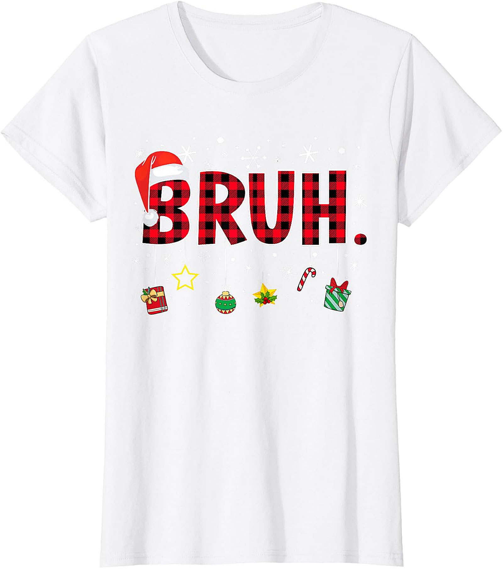  Bruh Plaid Christmas Shirt | Funny Santa Hat Holiday Apparel