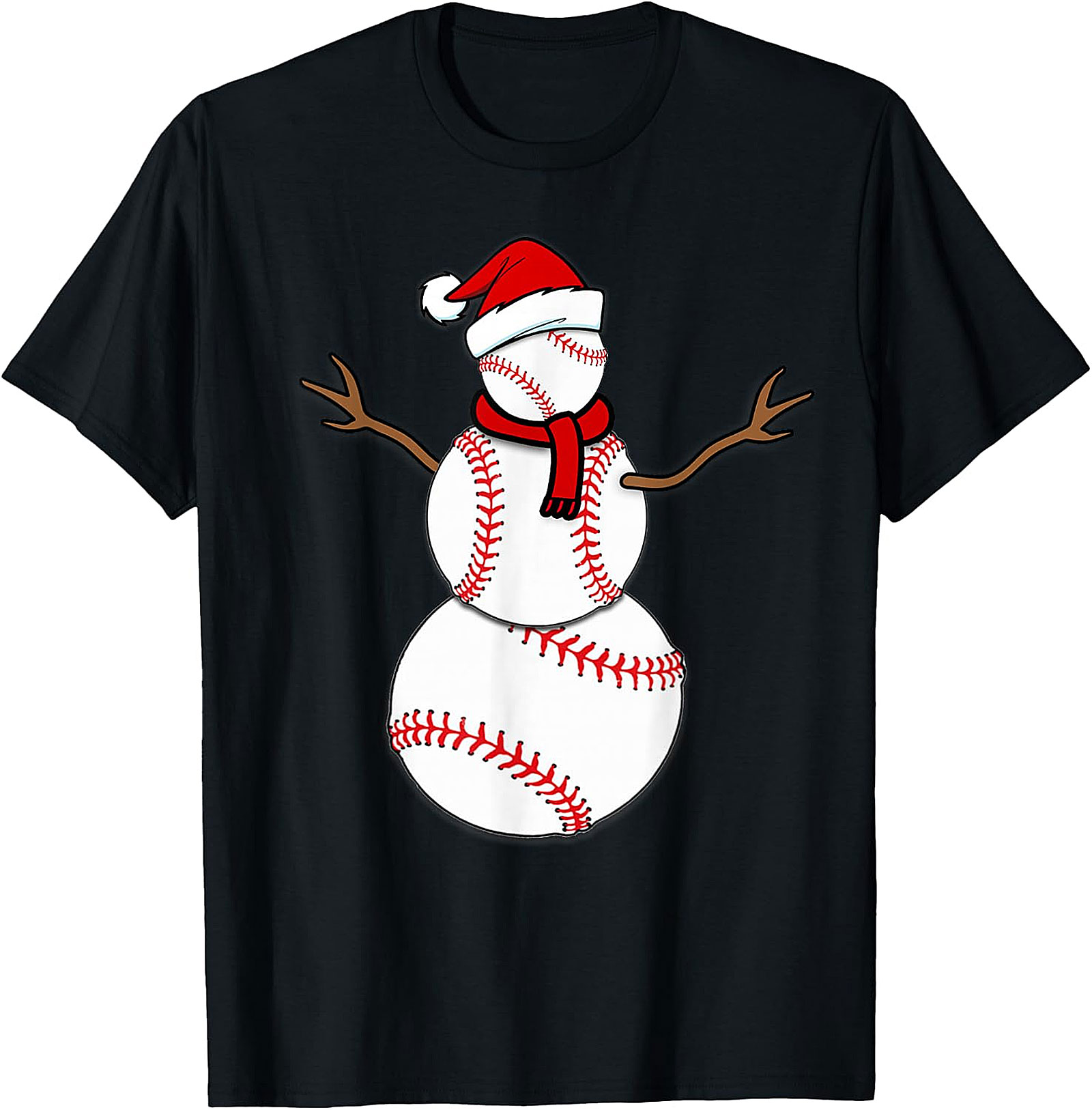 Baseball Snowman Christmas Tee | Festive Holiday Apparel