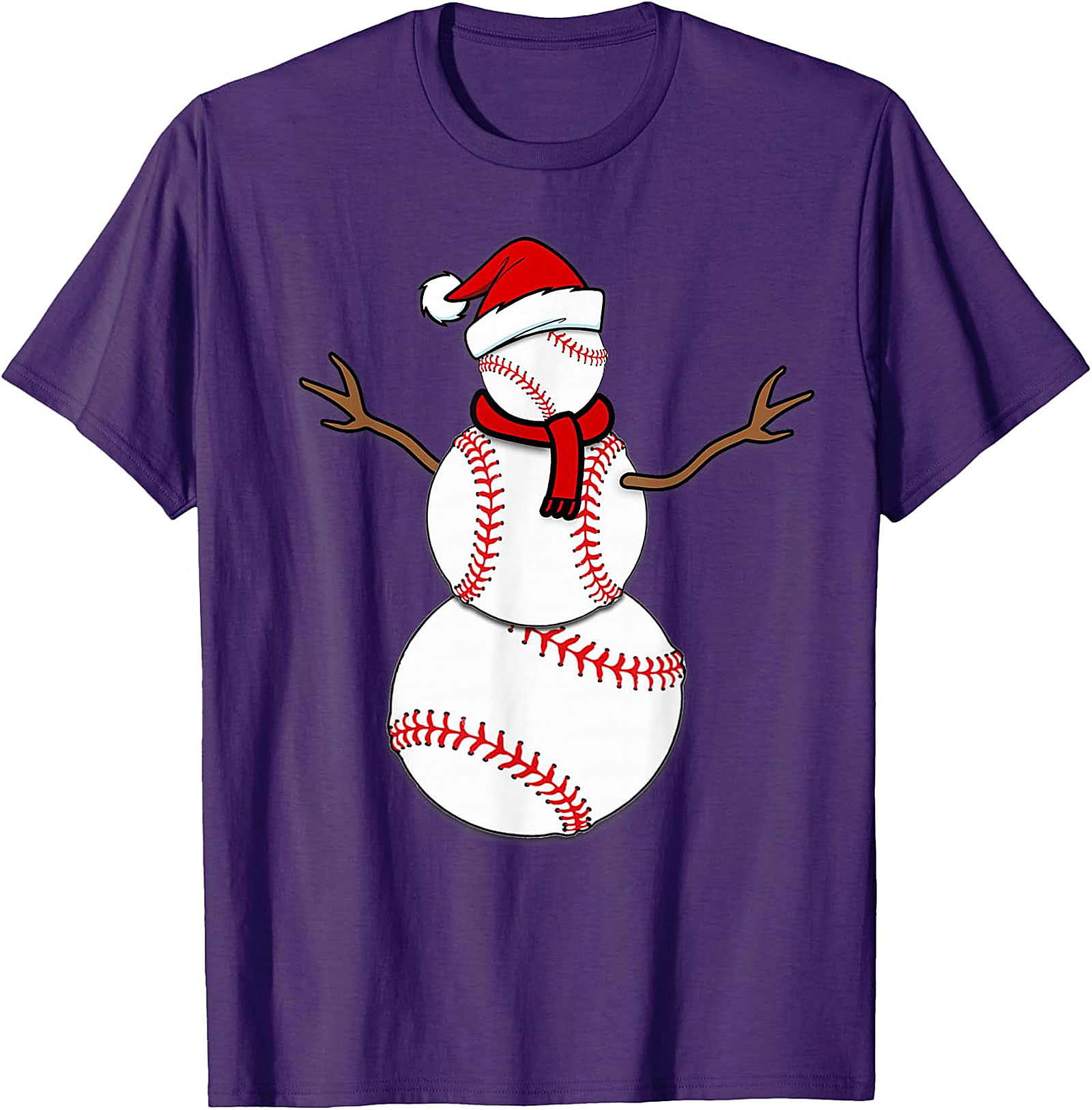 Baseball Snowman Christmas Tee | Festive Holiday Apparel