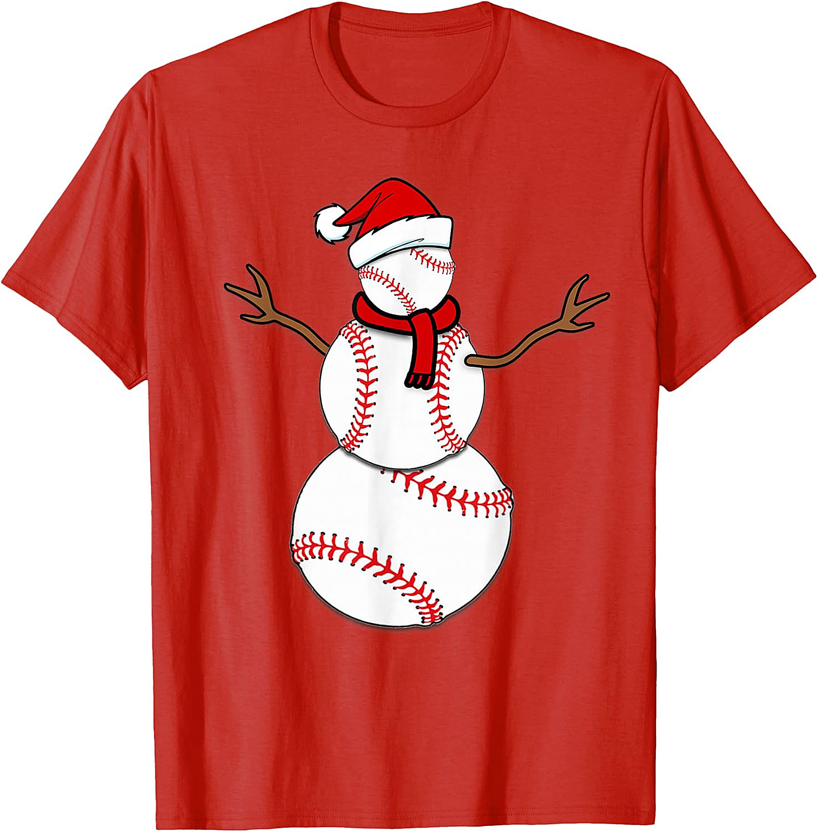 Baseball Snowman Christmas Tee | Festive Holiday Apparel