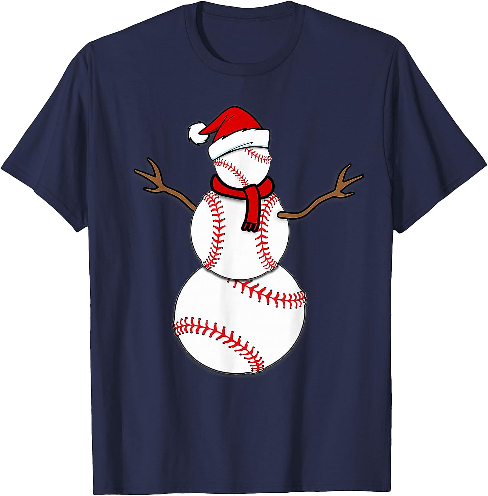 Baseball Snowman Christmas Tee | Festive Holiday Apparel
