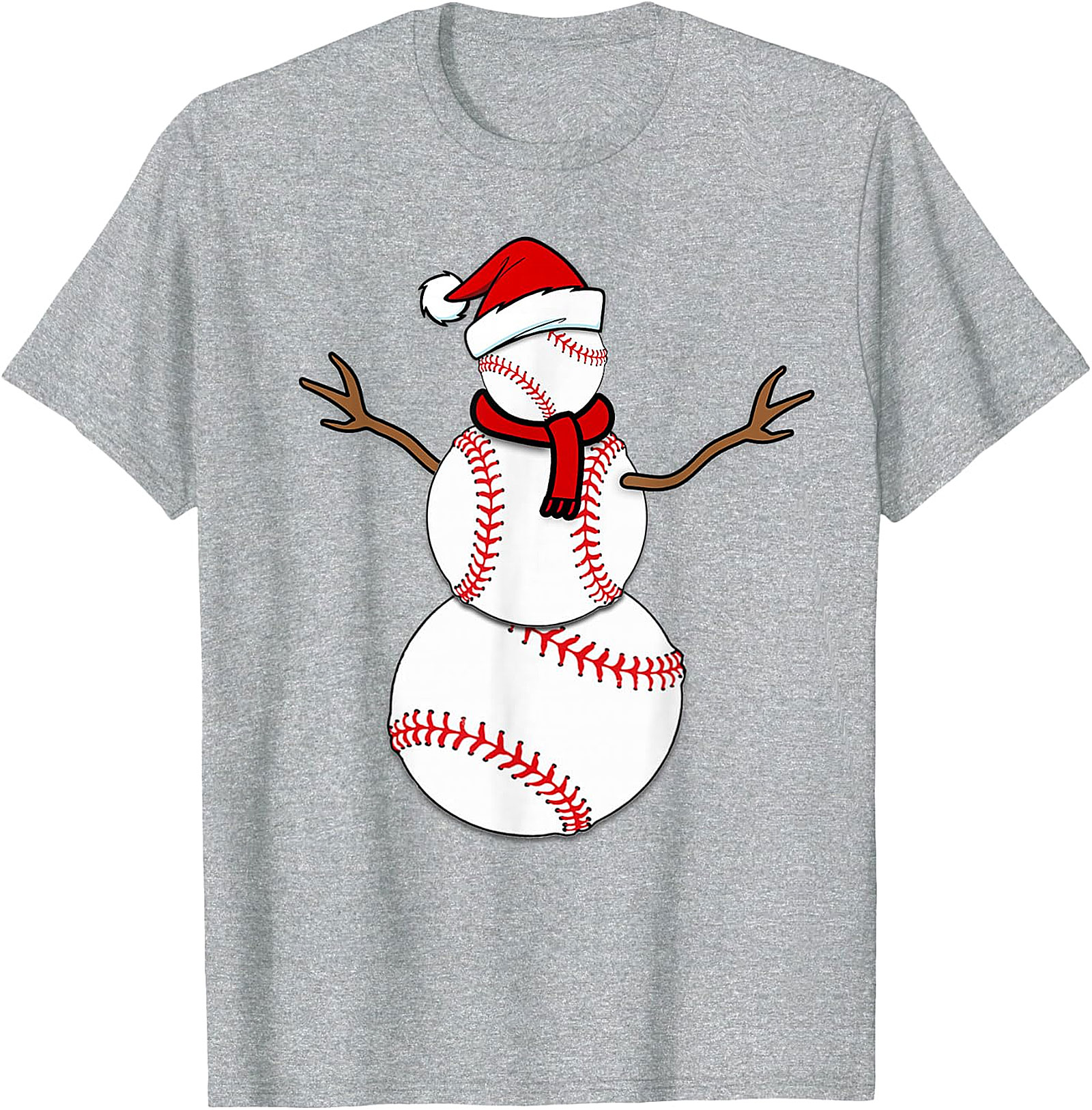Baseball Snowman Christmas Tee | Festive Holiday Apparel