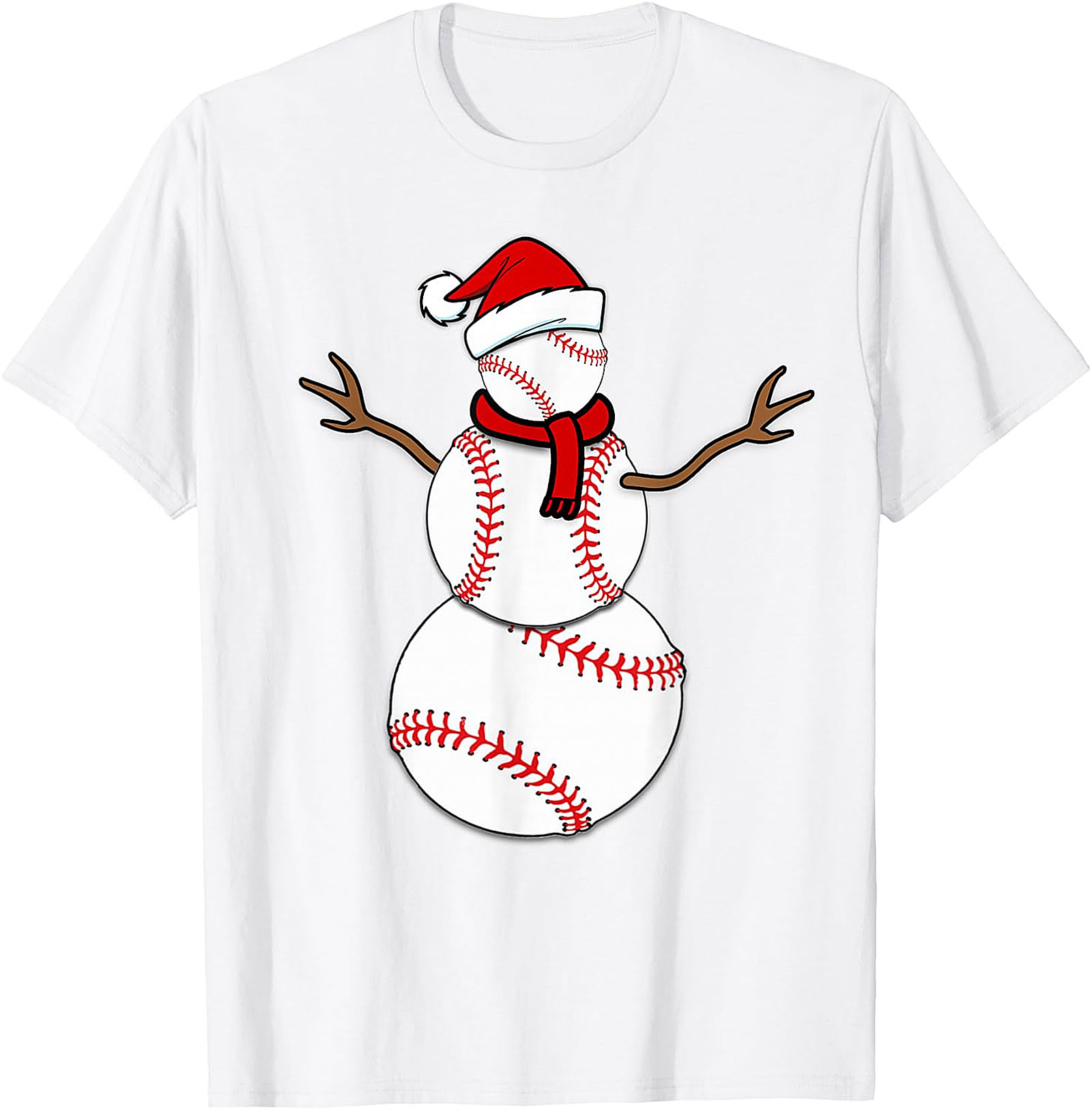 Baseball Snowman Christmas Tee | Festive Holiday Apparel