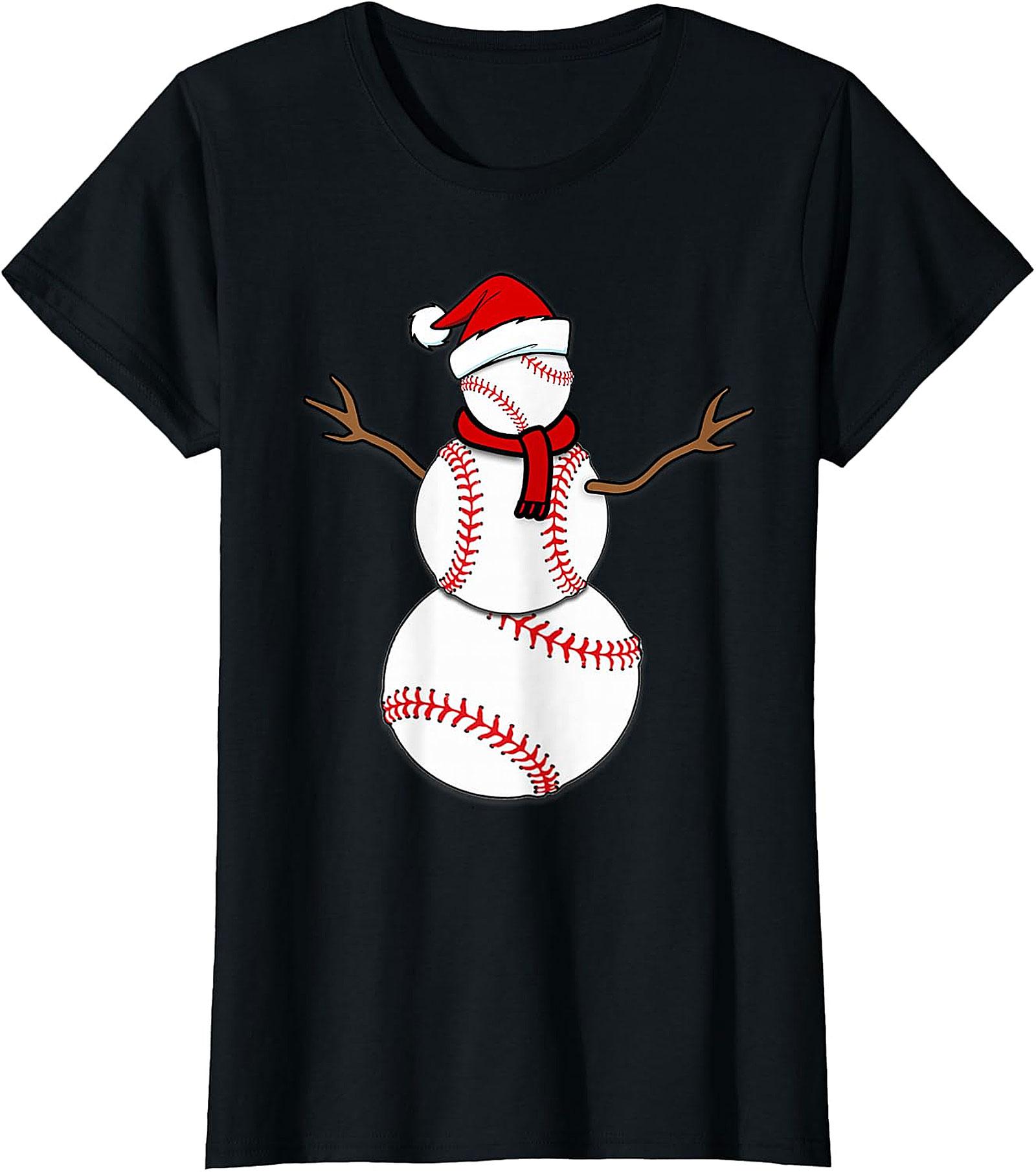 Baseball Snowman Christmas Tee | Festive Holiday Apparel
