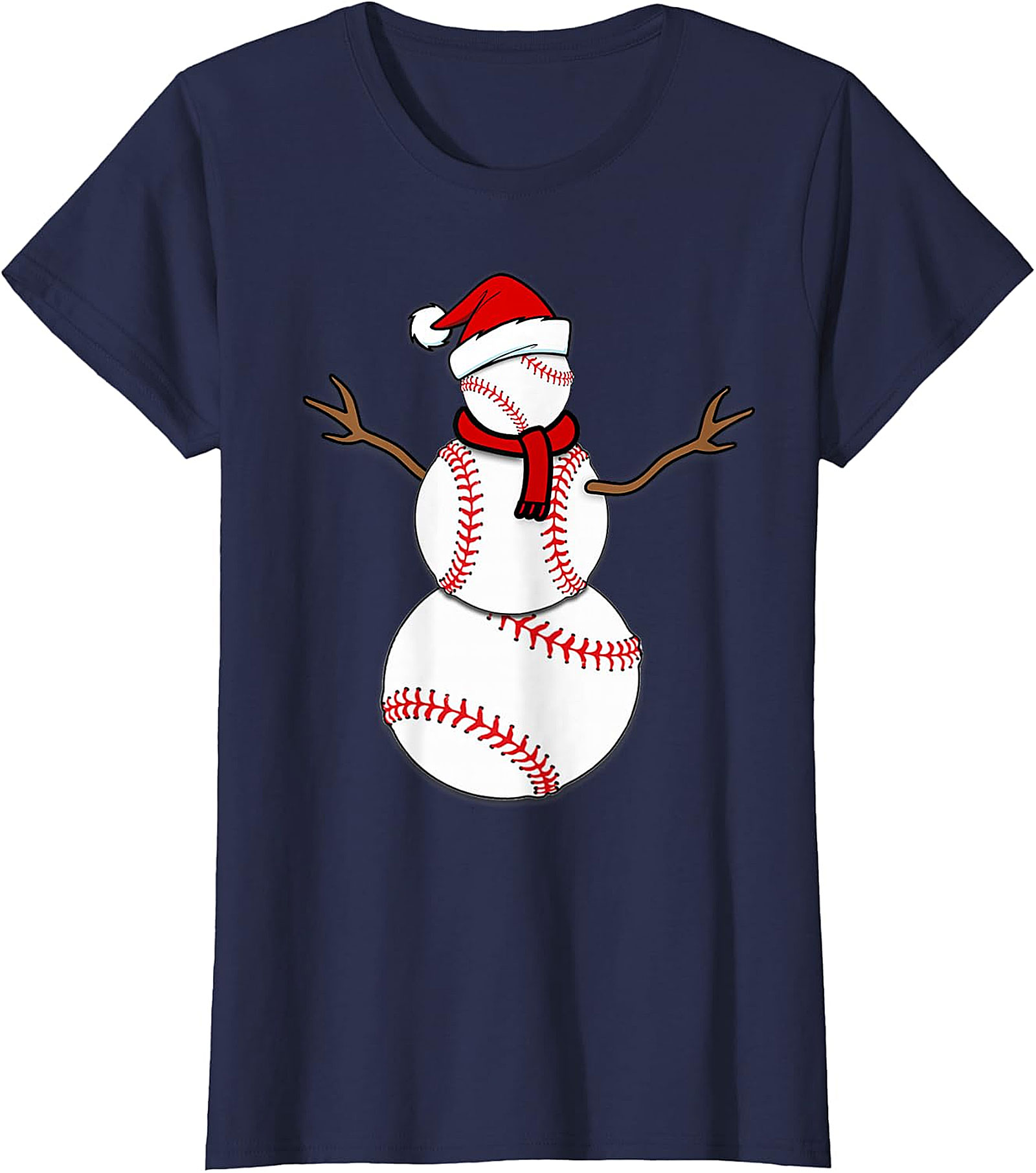 Baseball Snowman Christmas Tee | Festive Holiday Apparel