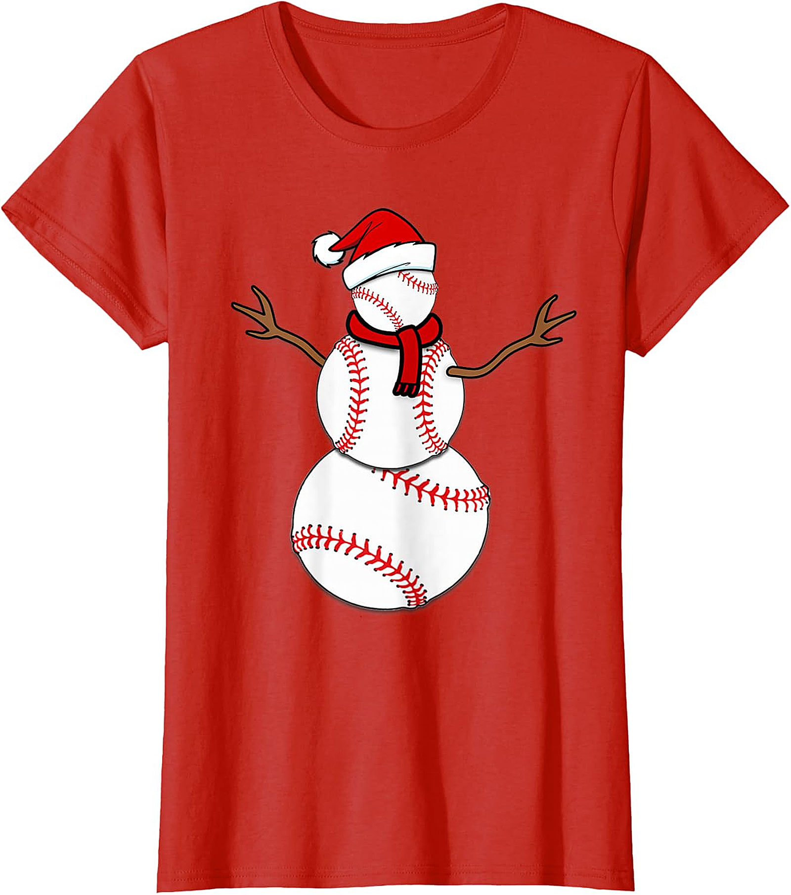 Baseball Snowman Christmas Tee | Festive Holiday Apparel