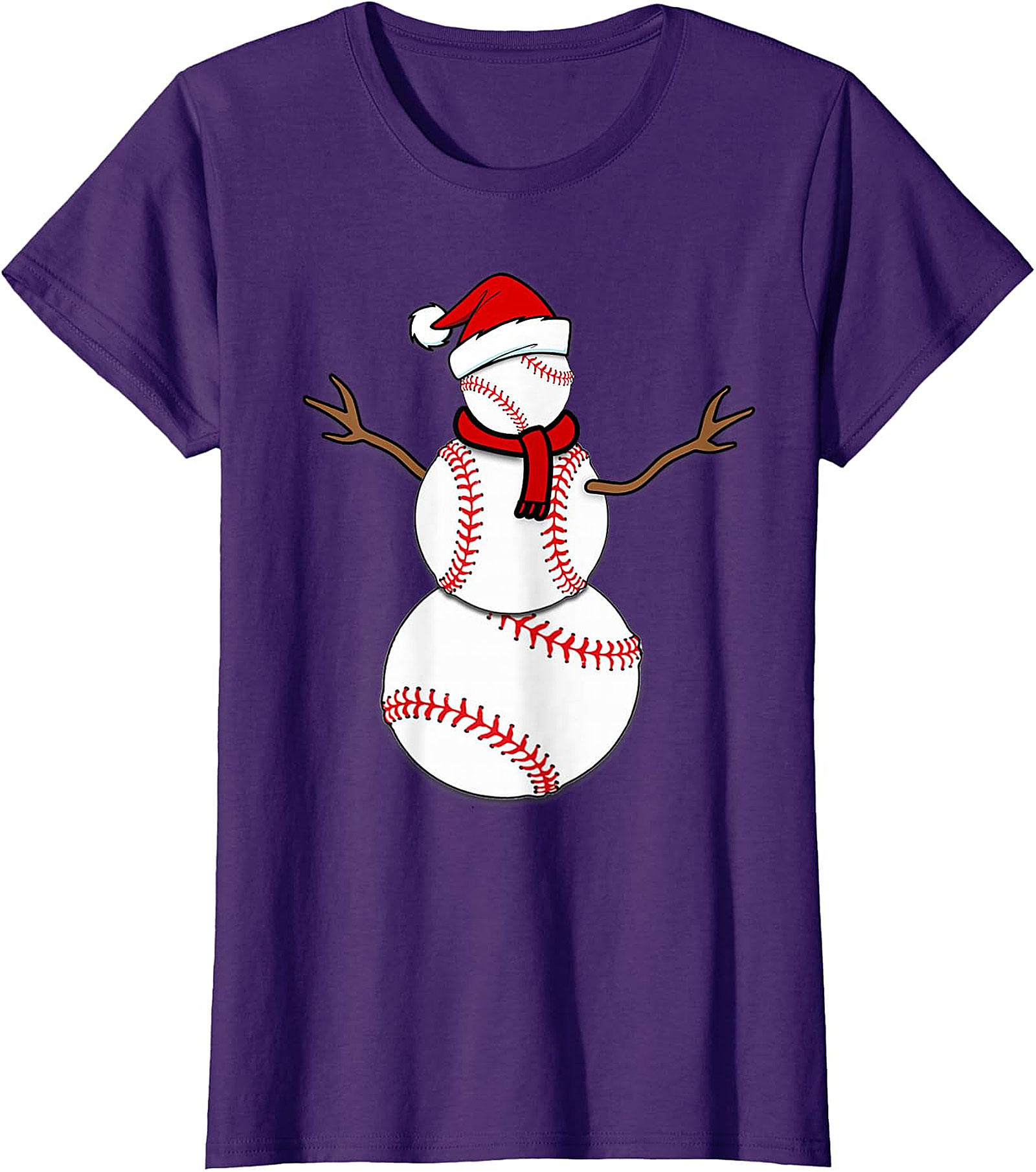Baseball Snowman Christmas Tee | Festive Holiday Apparel