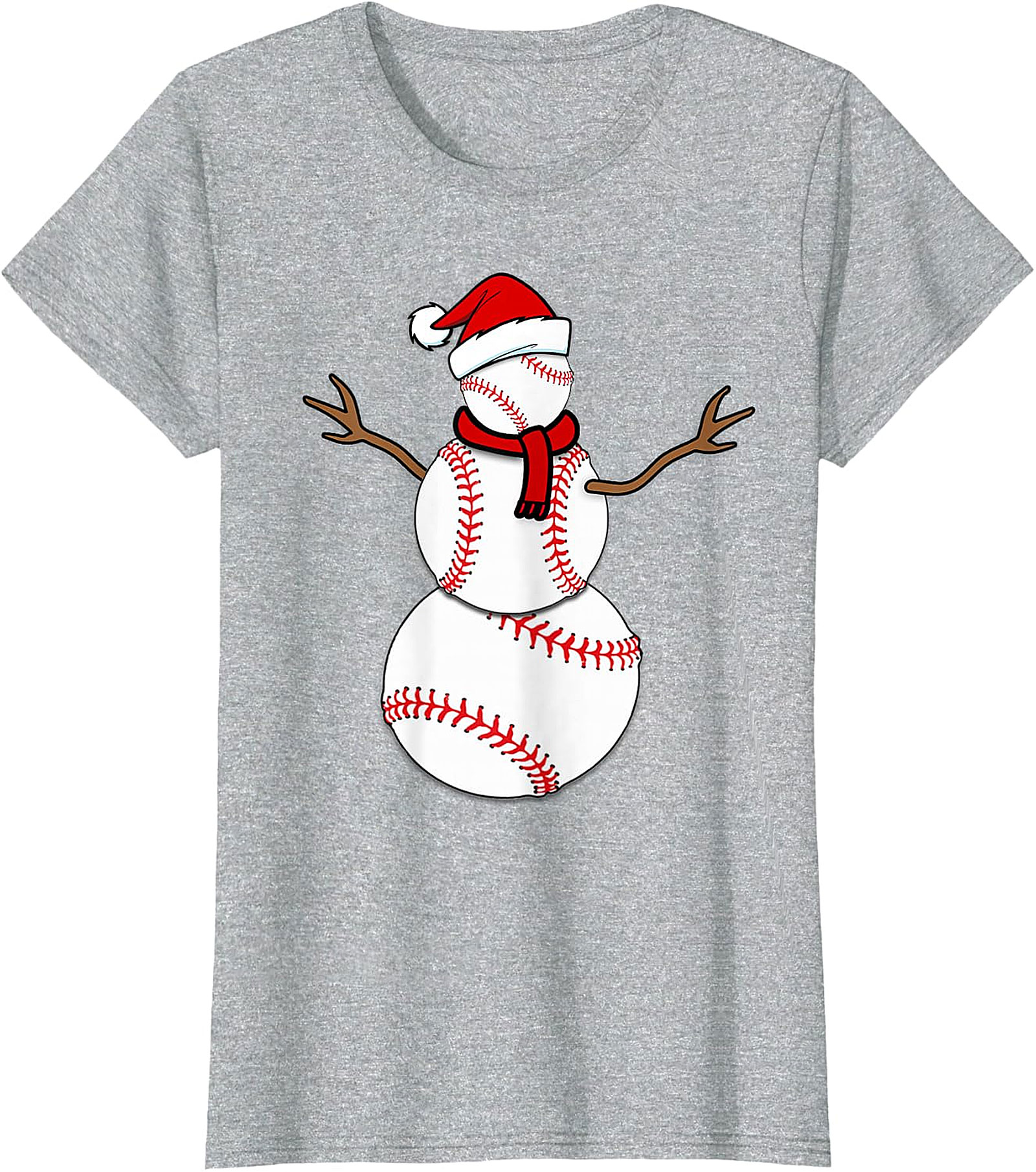 Baseball Snowman Christmas Tee | Festive Holiday Apparel