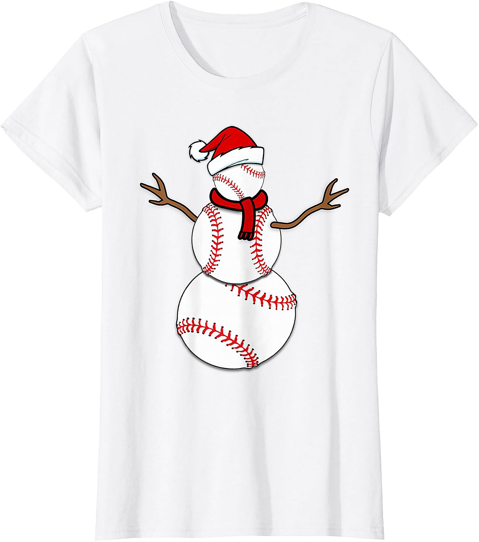 Baseball Snowman Christmas Tee | Festive Holiday Apparel