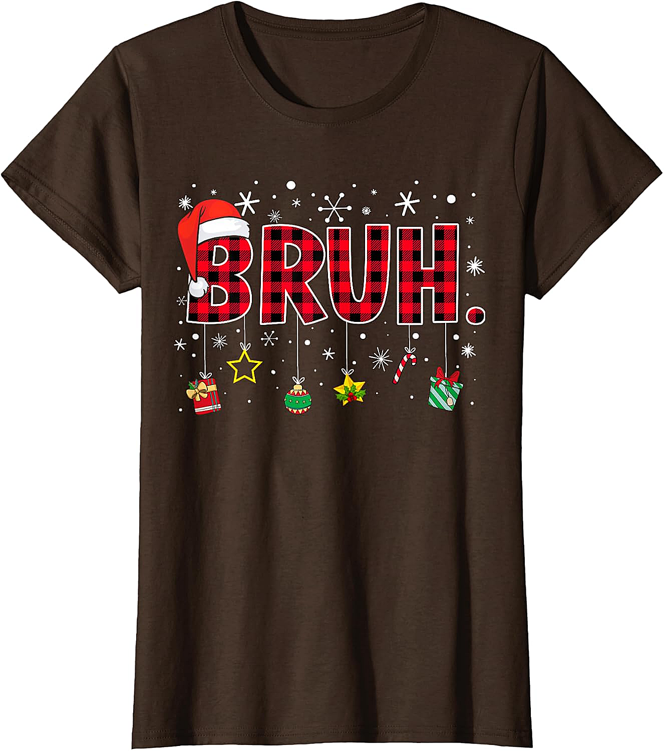  Bruh Funny Christmas Plaid T-Shirt Teens & Kids Xmas Tee