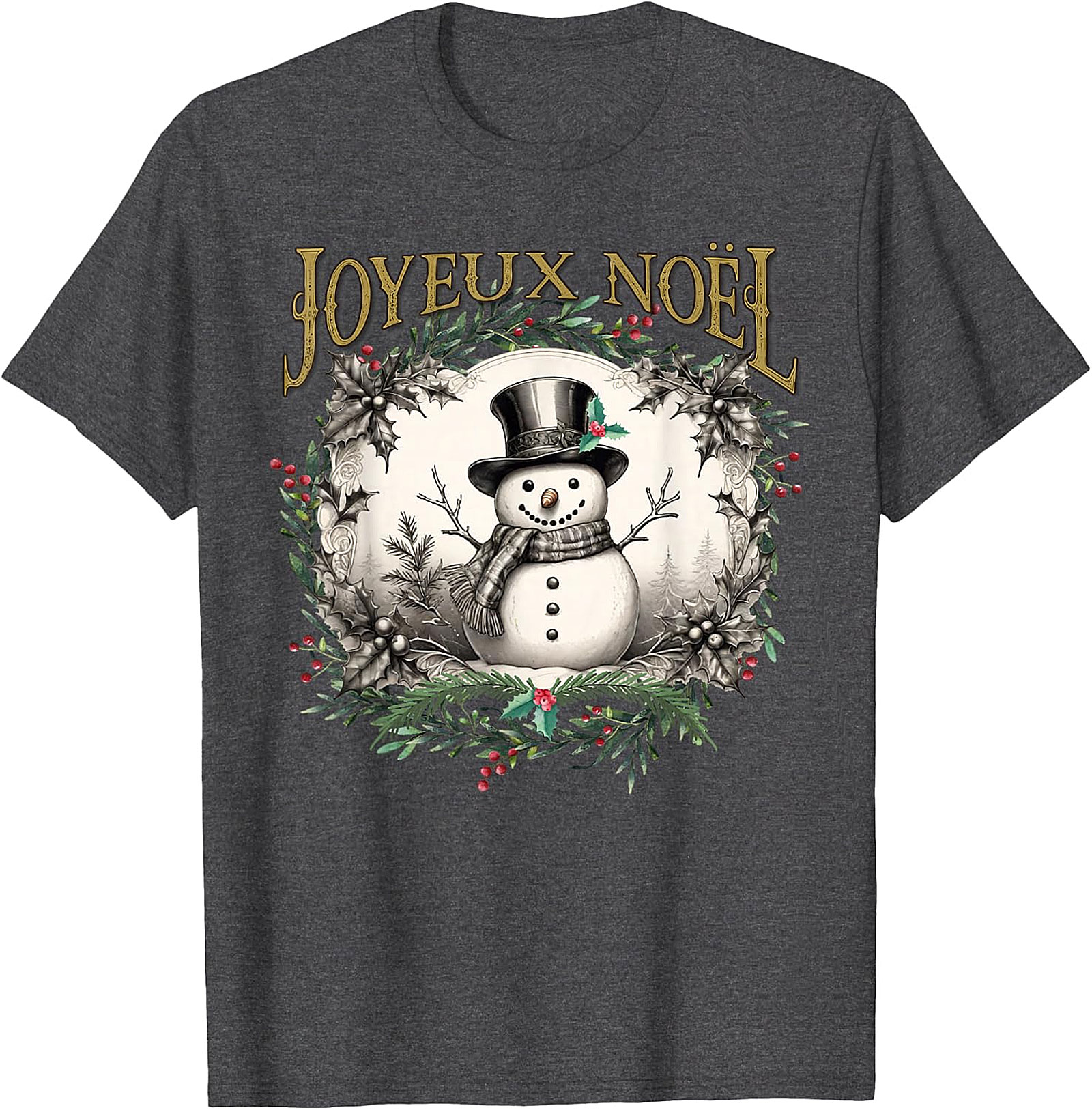  Joyeux Noël Vintage Snowman T-Shirt | Holiday Tee