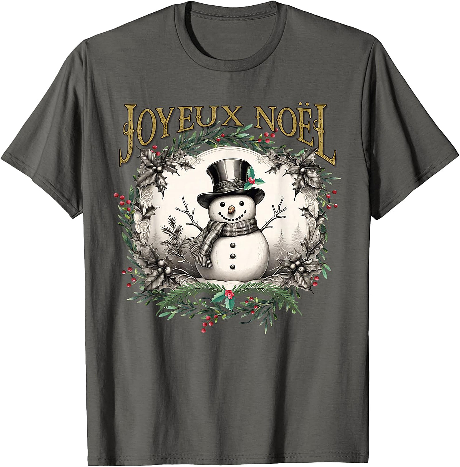 Joyeux Noël Vintage Snowman T-Shirt | Holiday Tee