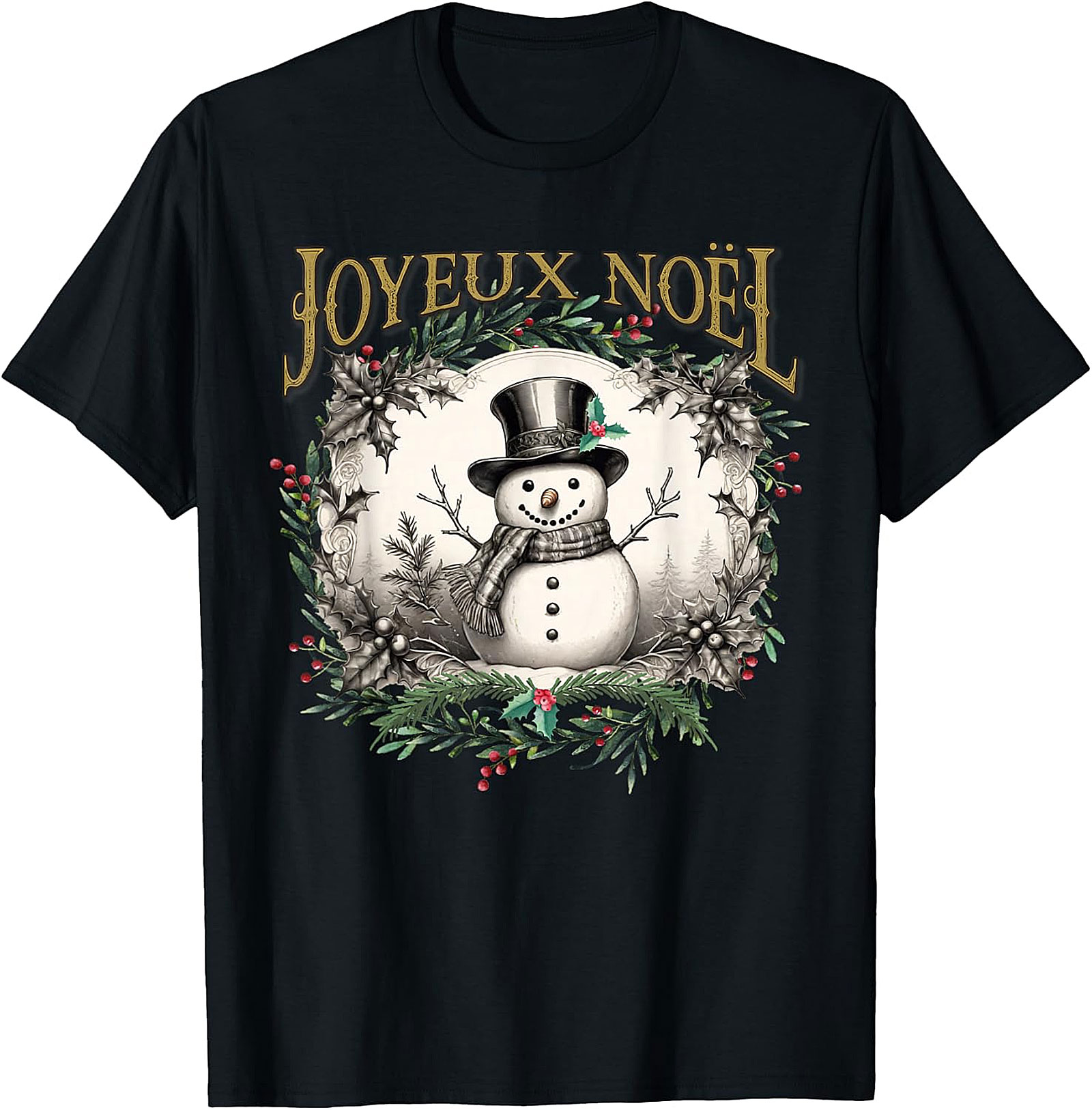  Joyeux Noël Vintage Snowman T-Shirt | Holiday Tee