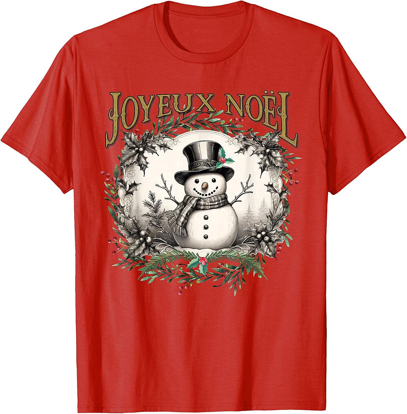 Joyeux Noël Vintage Snowman T-Shirt | Holiday Tee