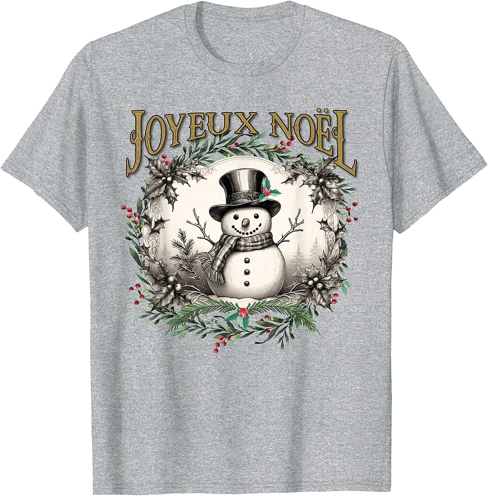  Joyeux Noël Vintage Snowman T-Shirt | Holiday Tee