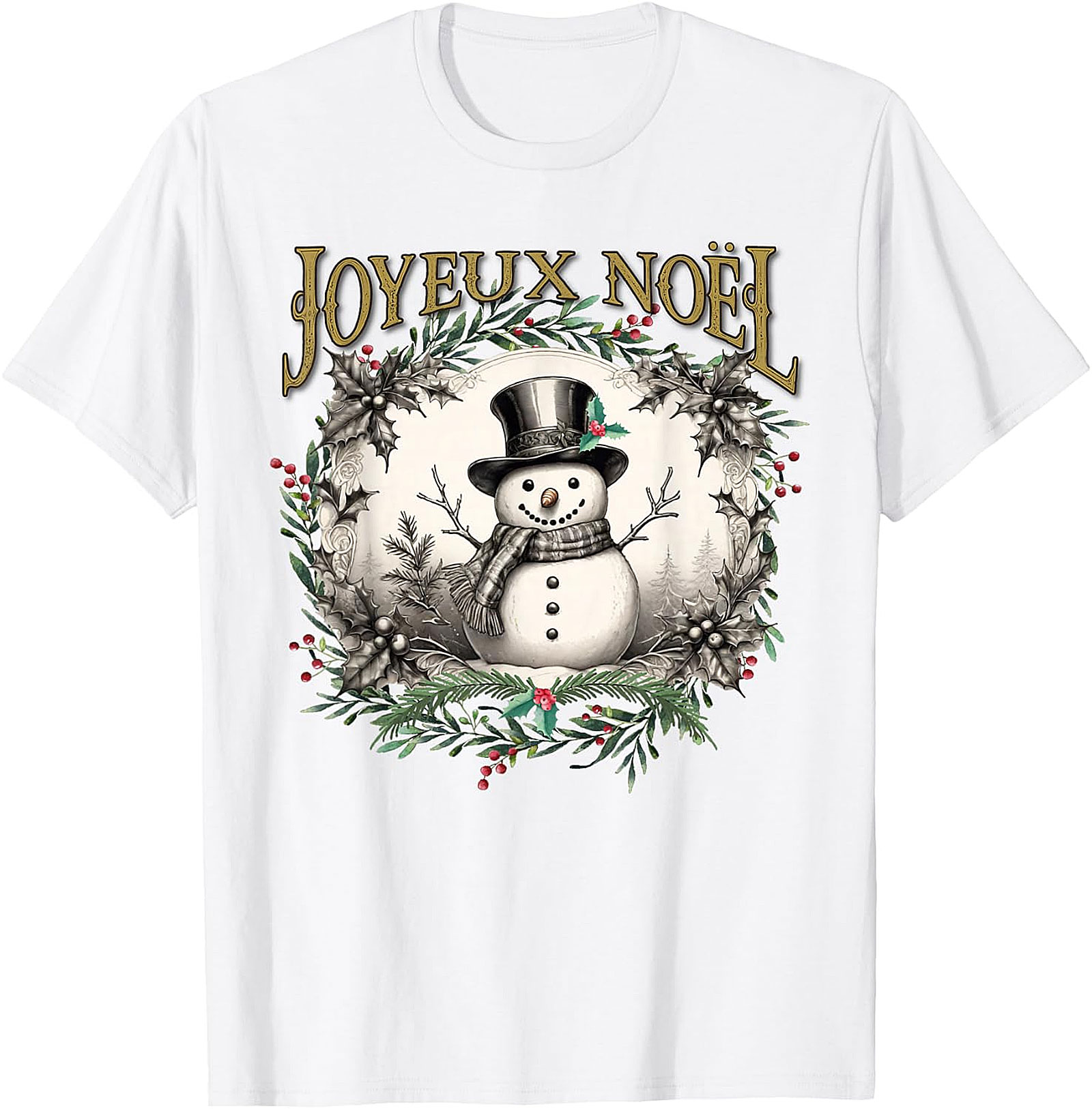  Joyeux Noël Vintage Snowman T-Shirt | Holiday Tee