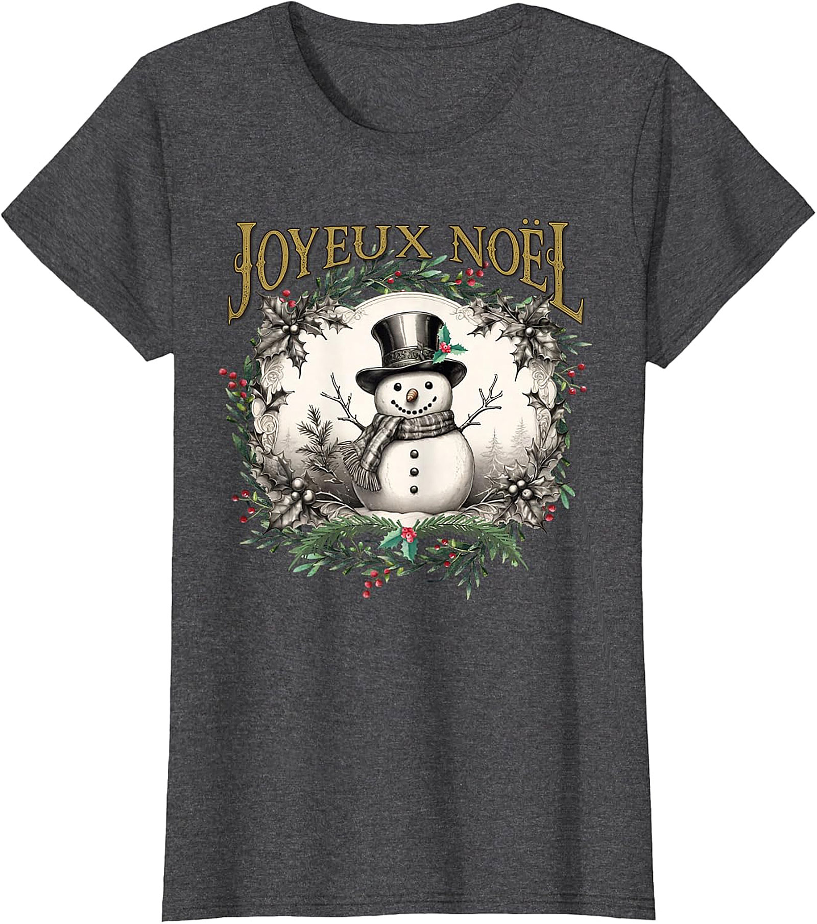  Joyeux Noël Vintage Snowman T-Shirt | Holiday Tee